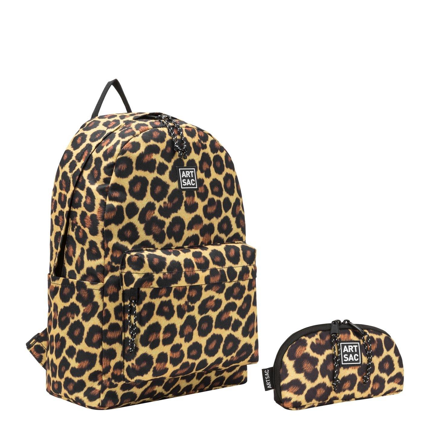 Leopard - Artsac - Artsac Front Pocket Backpack and Pencil Case Set - 3