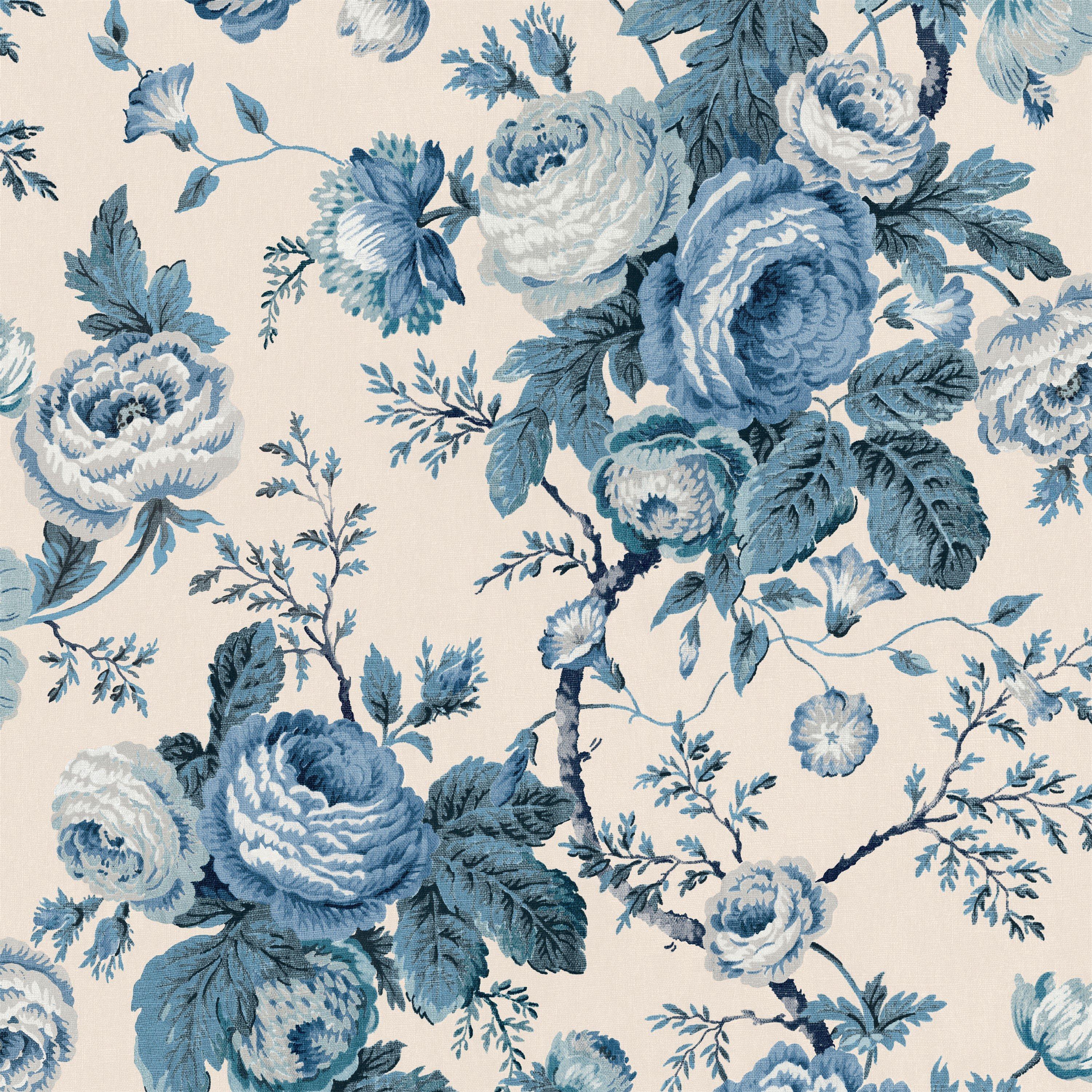 Blue - Laura Ashley - Uffington Roses Dark Seapsray Wallpap - 2