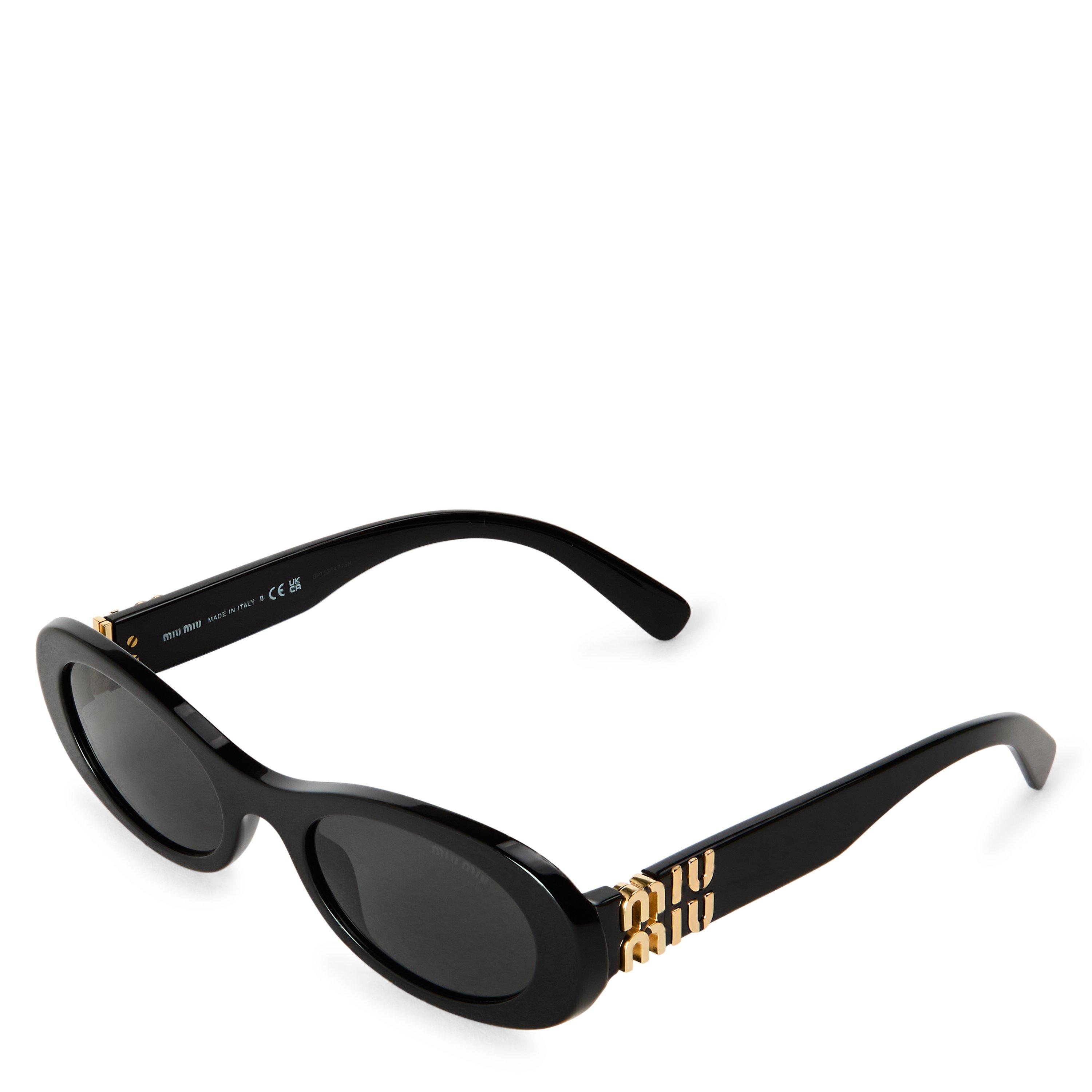 Black/Grey - Miu Miu - Women's 0MU 06ZS Oval Sunglasses - 1