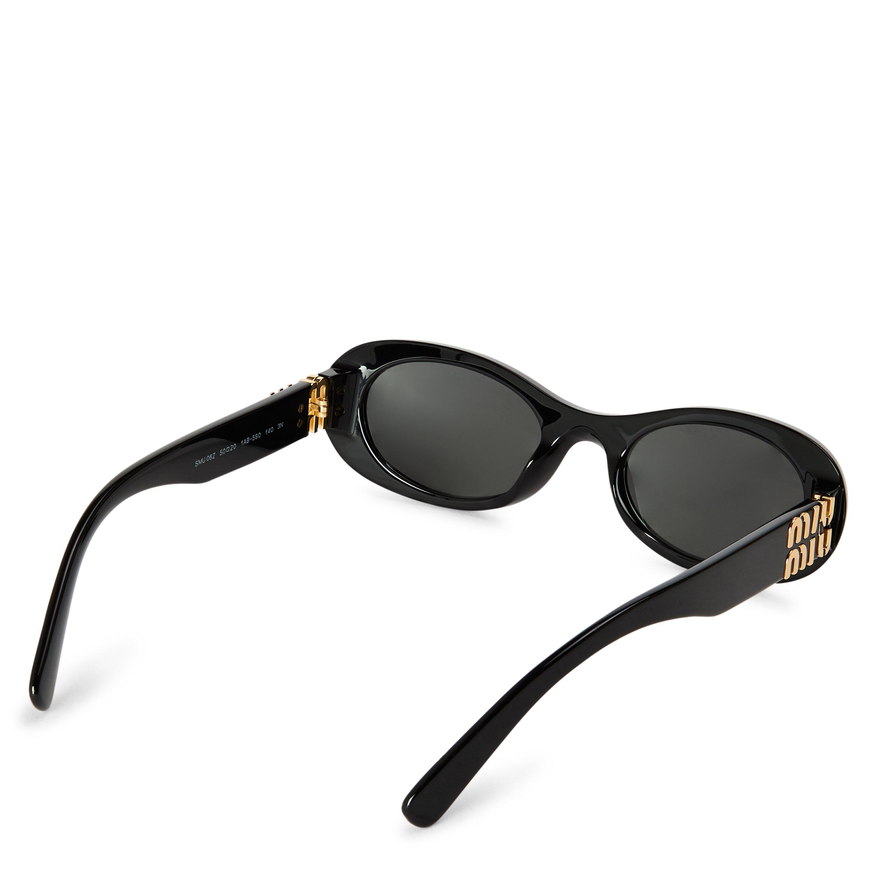 Black/Grey - Miu Miu - Women's 0MU 06ZS Oval Sunglasses - 2