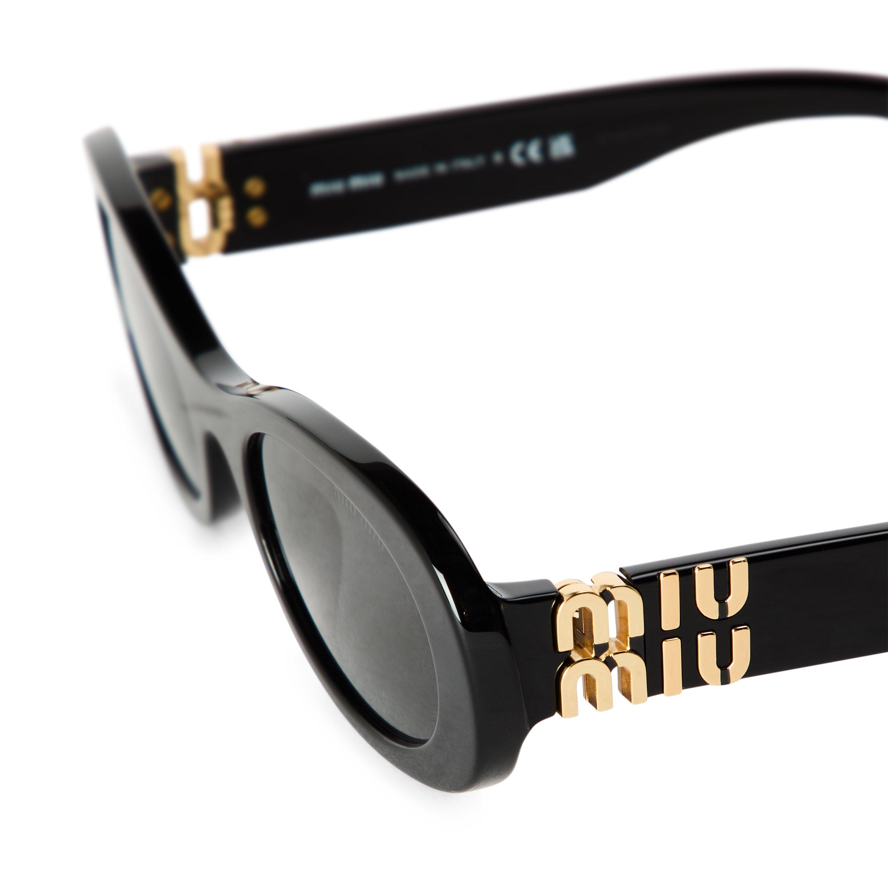 Black/Grey - Miu Miu - Women's 0MU 06ZS Oval Sunglasses - 3