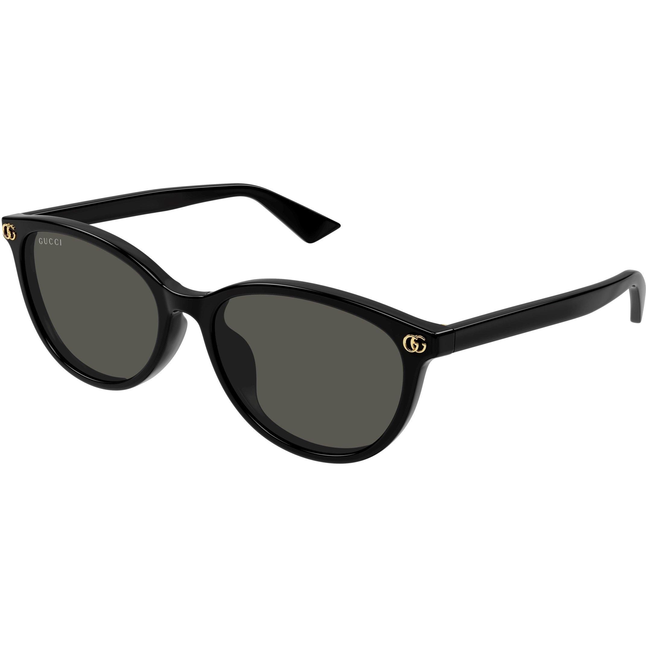 Black/Grey - Gucci - Oval Sunglasses - 1