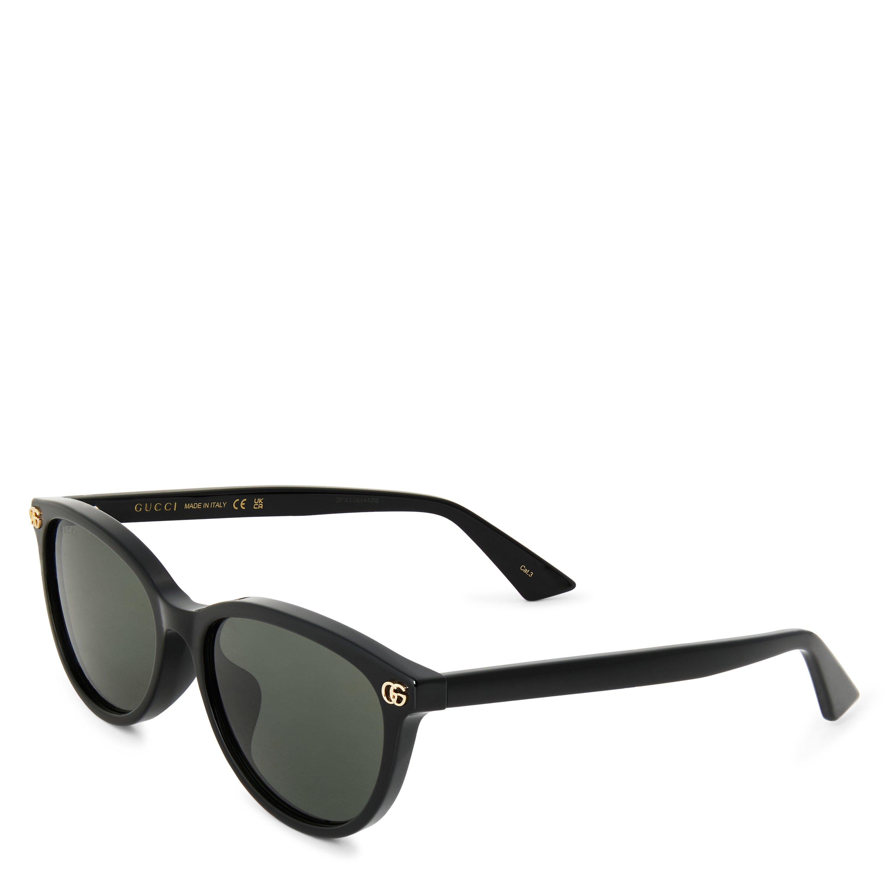 Black/Grey - Gucci - Oval Sunglasses - 1