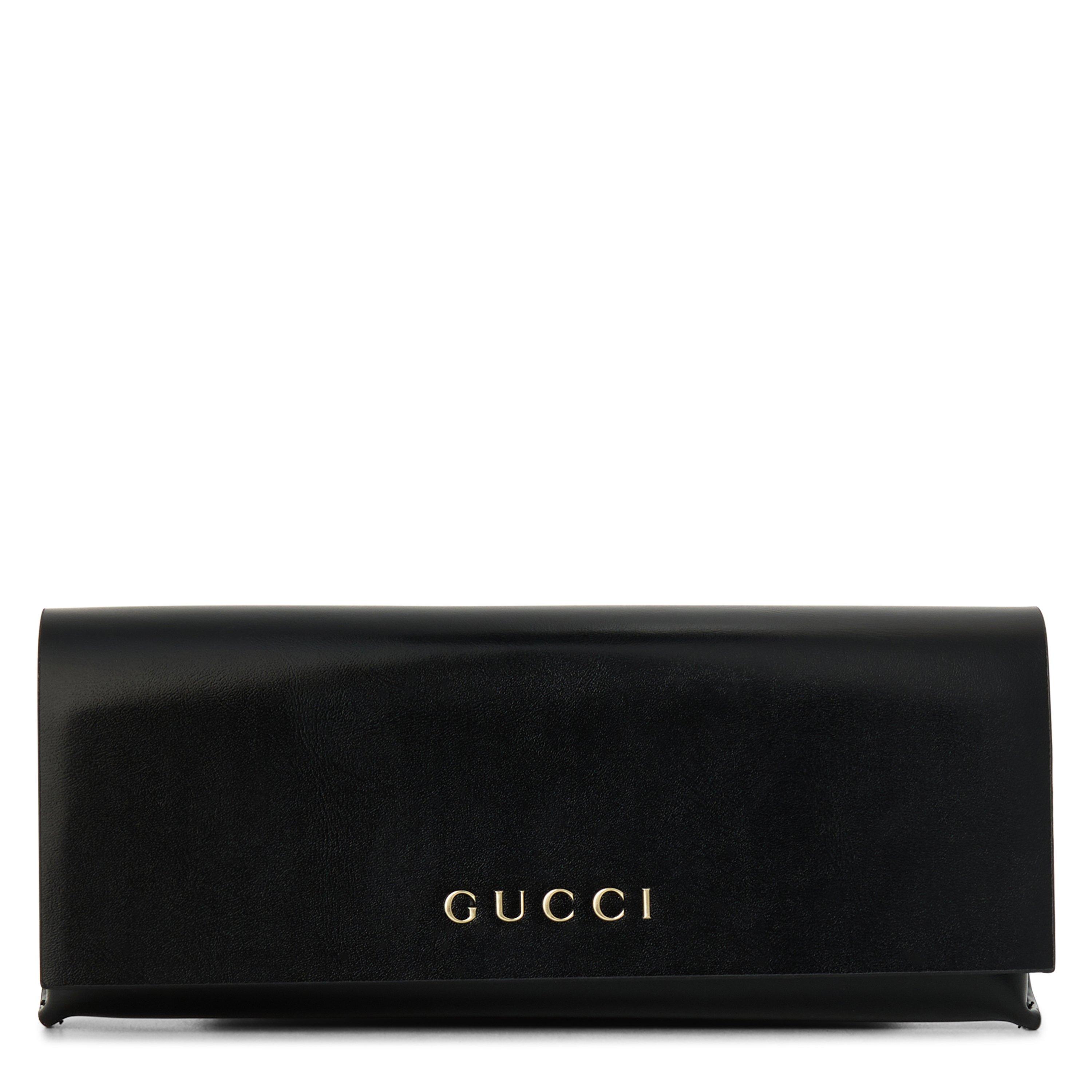 Black/Grey - Gucci - Oval Sunglasses - 4