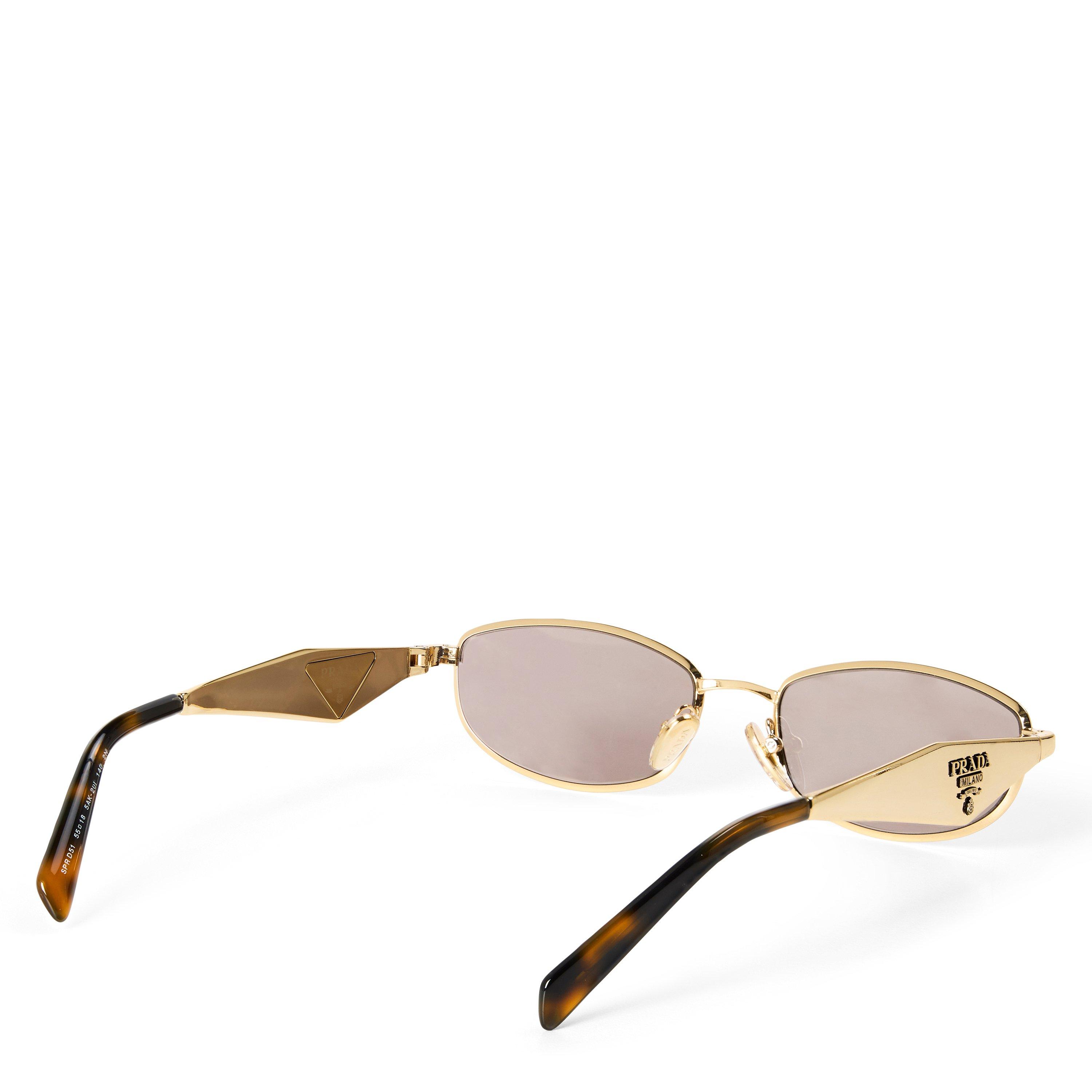 Gold/Brown - Prada - Women's 0PR D51S Oval Sunglasses - 2