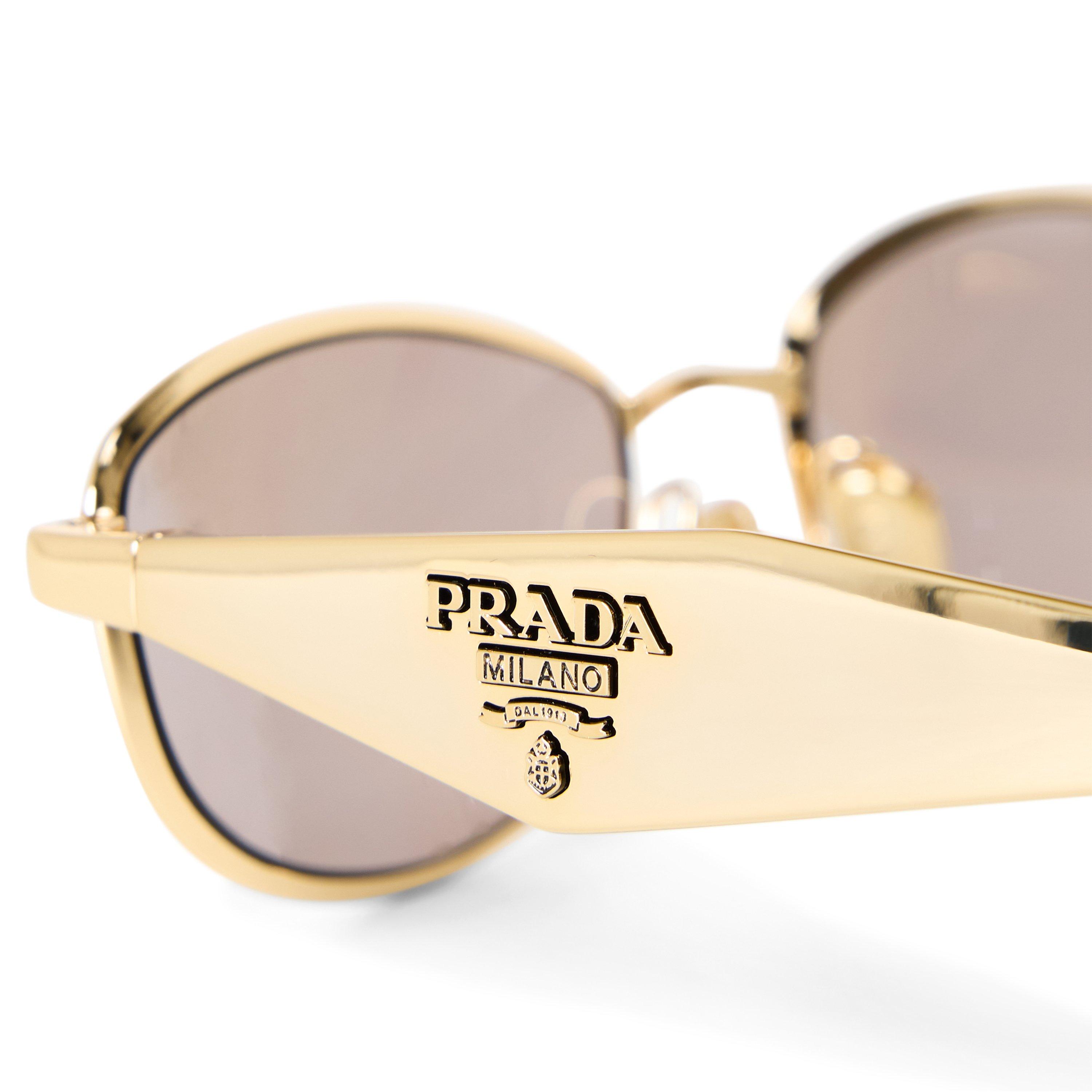 Gold/Brown - Prada - Women's 0PR D51S Oval Sunglasses - 3