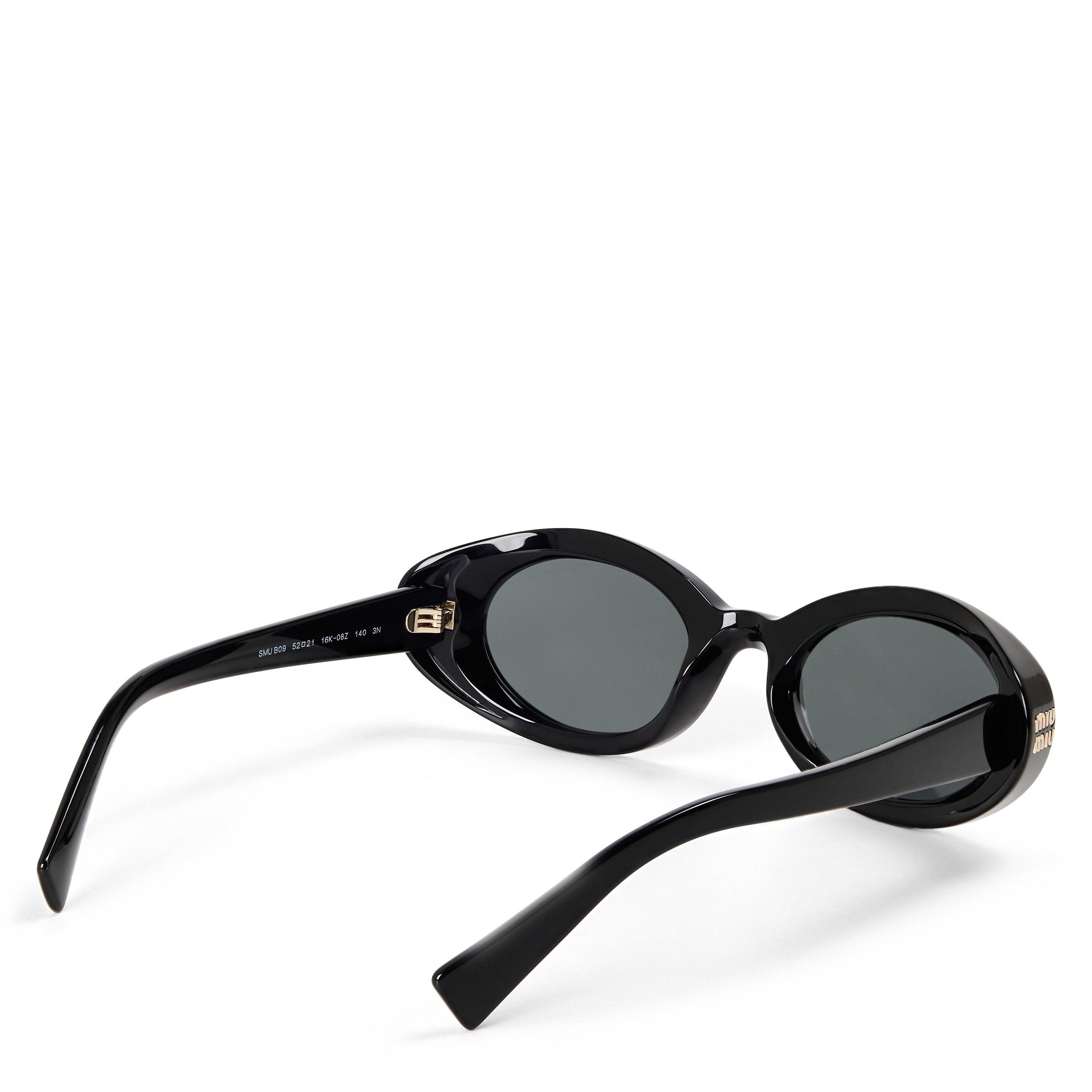 Black/Grey - Miu Miu - Women's Sun 0MU B09S Ld63 Oval Sunglasses - 2