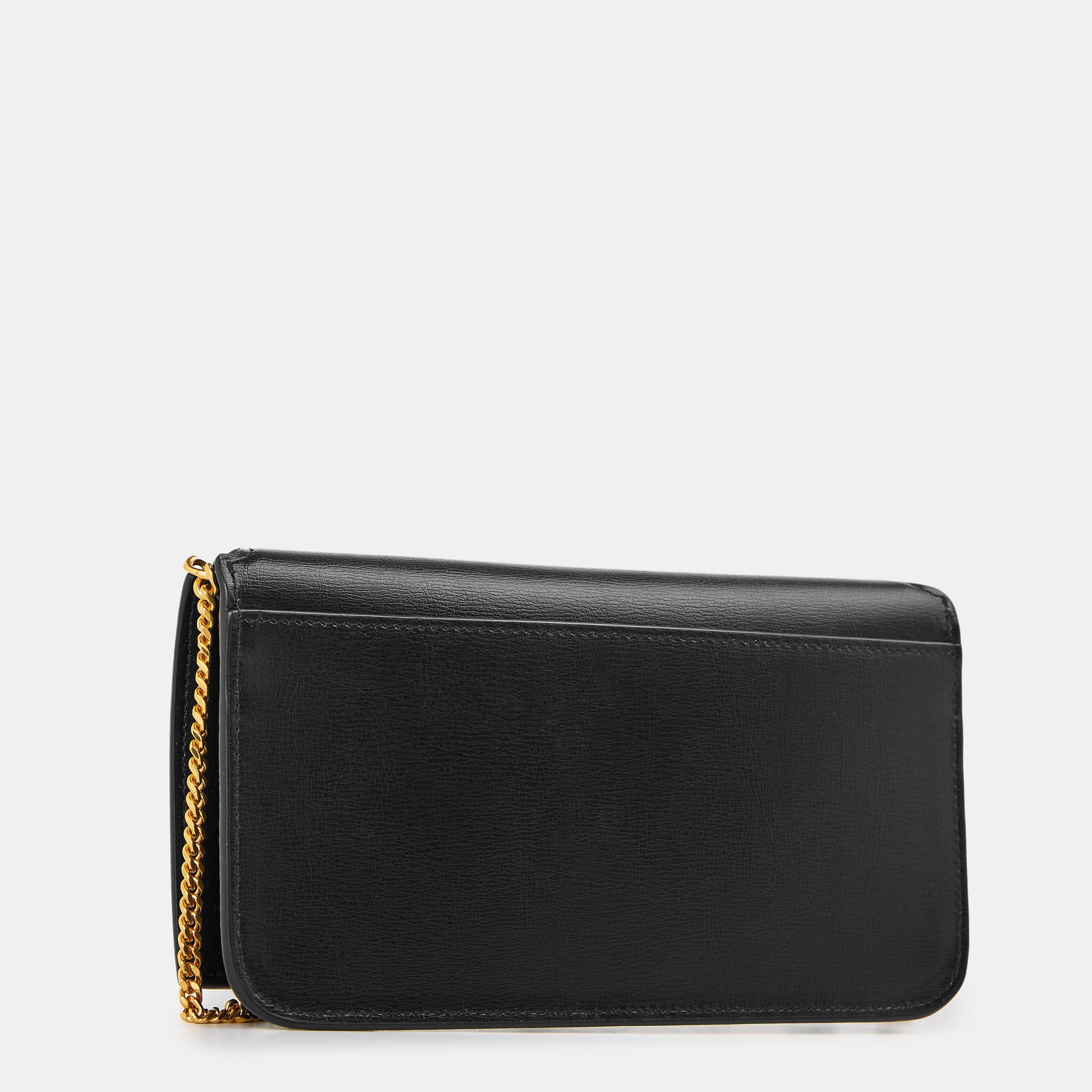Nero - Saint Laurent - Women's Cassandre Phone Holder Wallet On Chain - 2