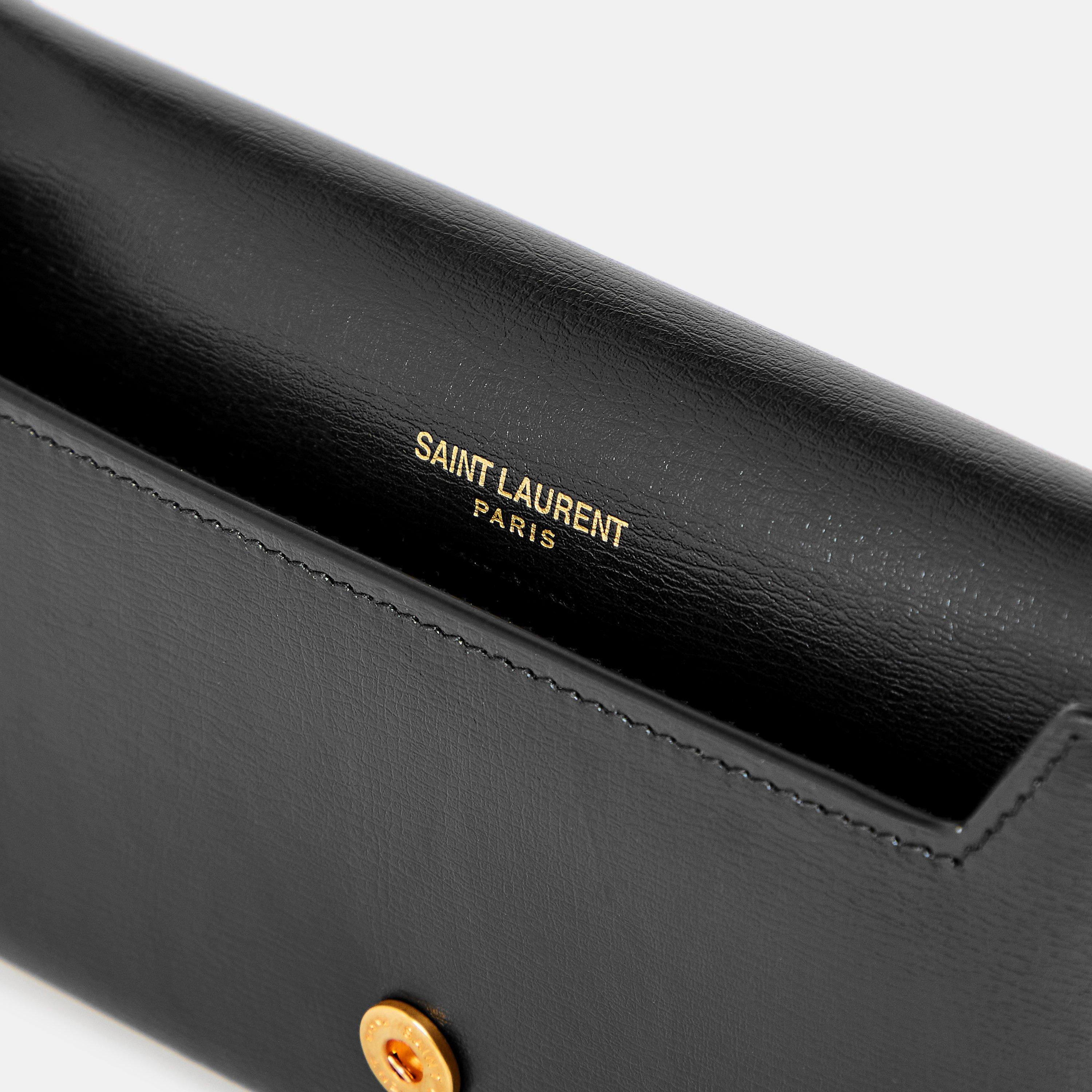 Nero - Saint Laurent - Women's Cassandre Phone Holder Wallet On Chain - 5