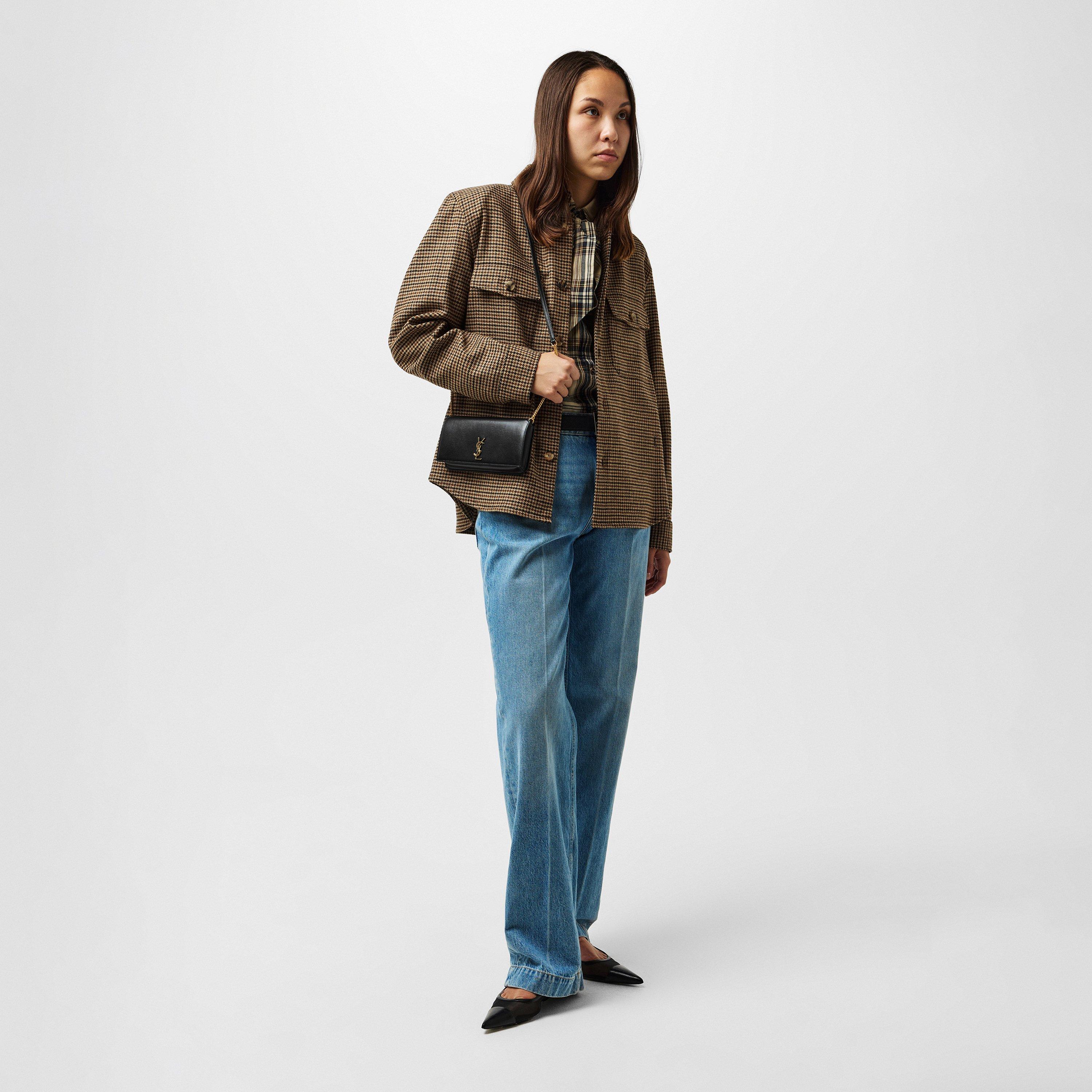 Nero - Saint Laurent - Women's Cassandre Phone Holder Wallet On Chain - 6