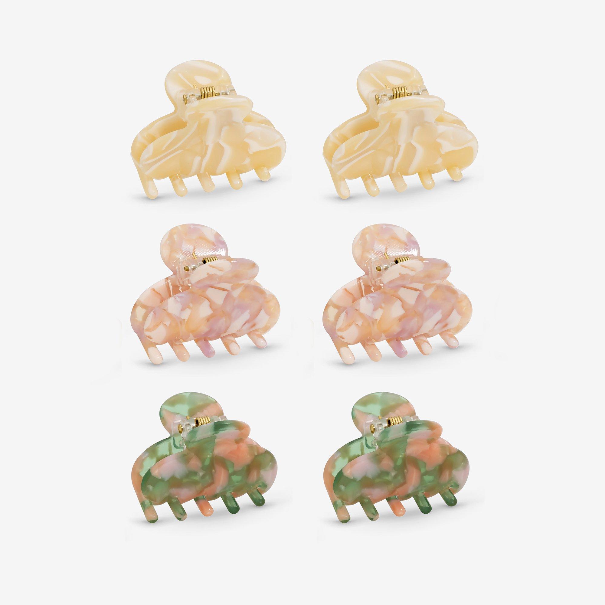Mood Women's Pastel Resin Mini Claw Clips - Pack Of 6 - Pink