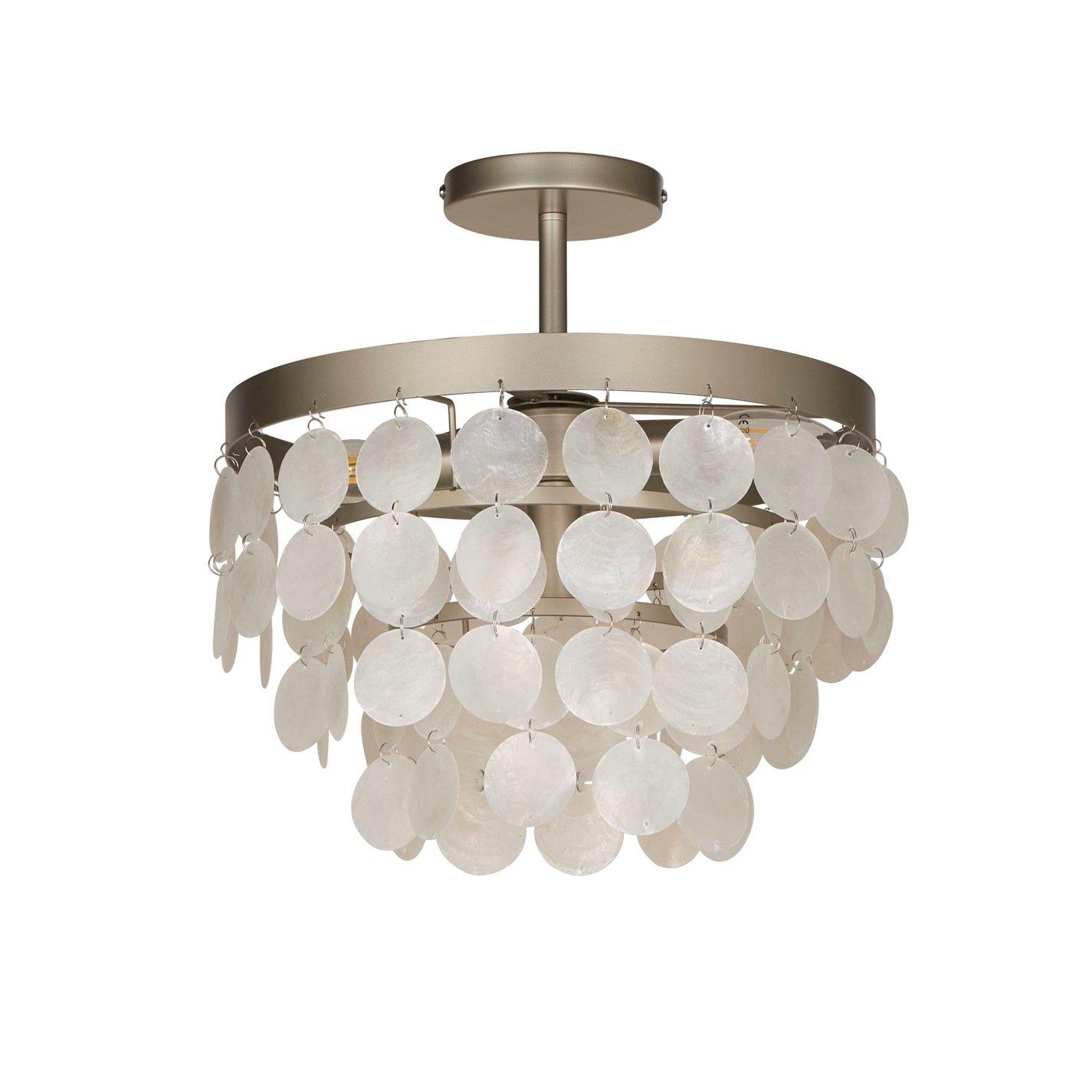 Silver - Lighting Collection - Capiz Semi Flush Ceiling Light - 2
