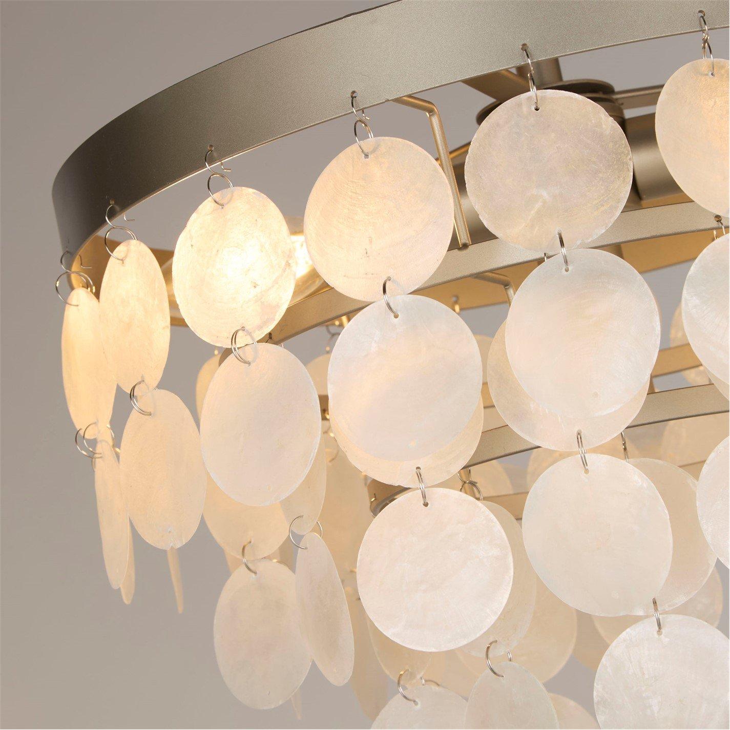Silver - Lighting Collection - Capiz Semi Flush Ceiling Light - 3
