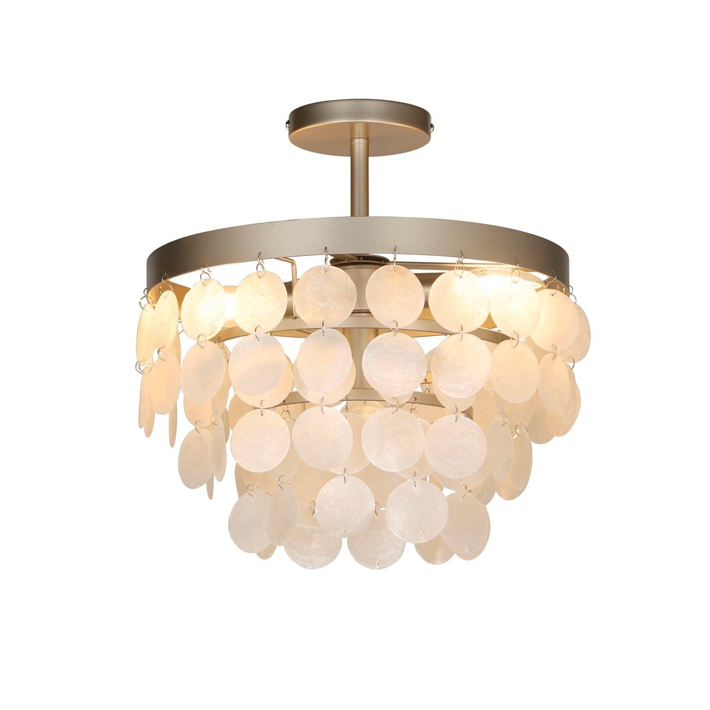 Silver - Lighting Collection - Capiz Semi Flush Ceiling Light - 4