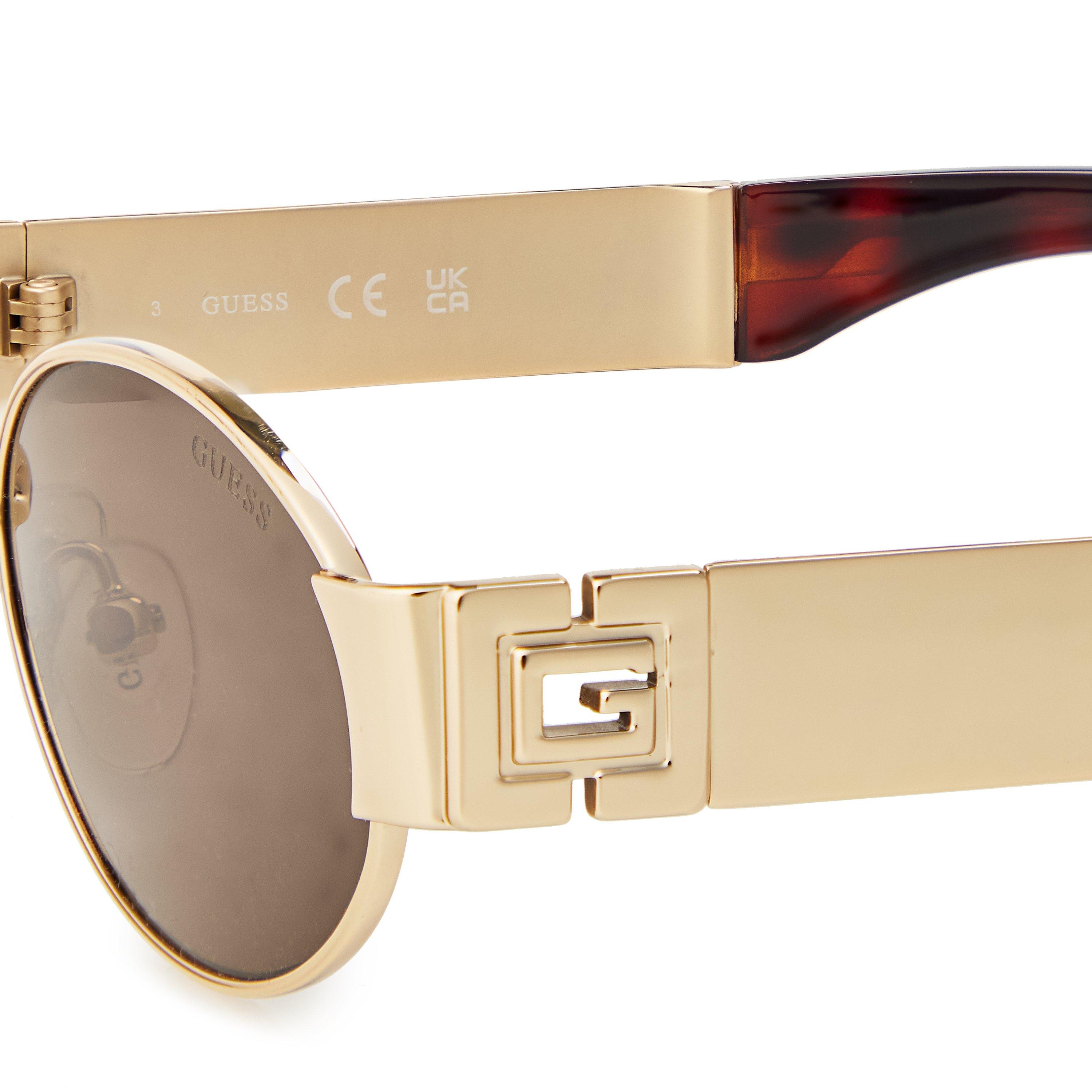 Gold - Guess - Women's Oval Sunglasses - 3