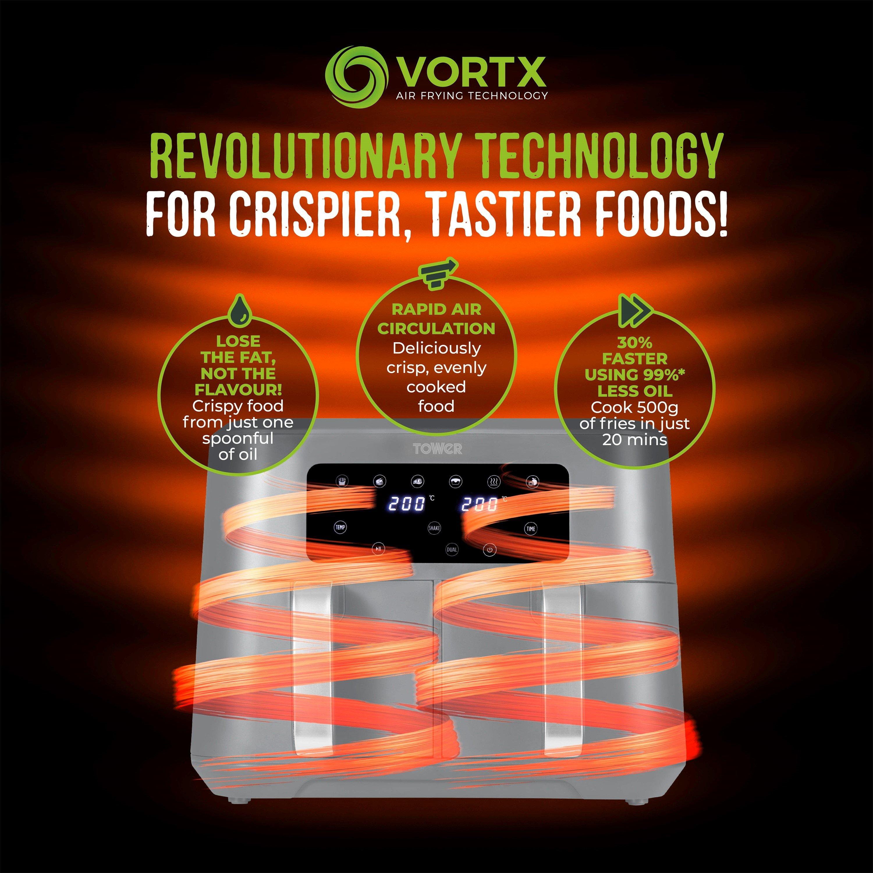 Grey - Tower - Vortx 8.5L Dual Basket Air Fryer Digital Grey with - 6