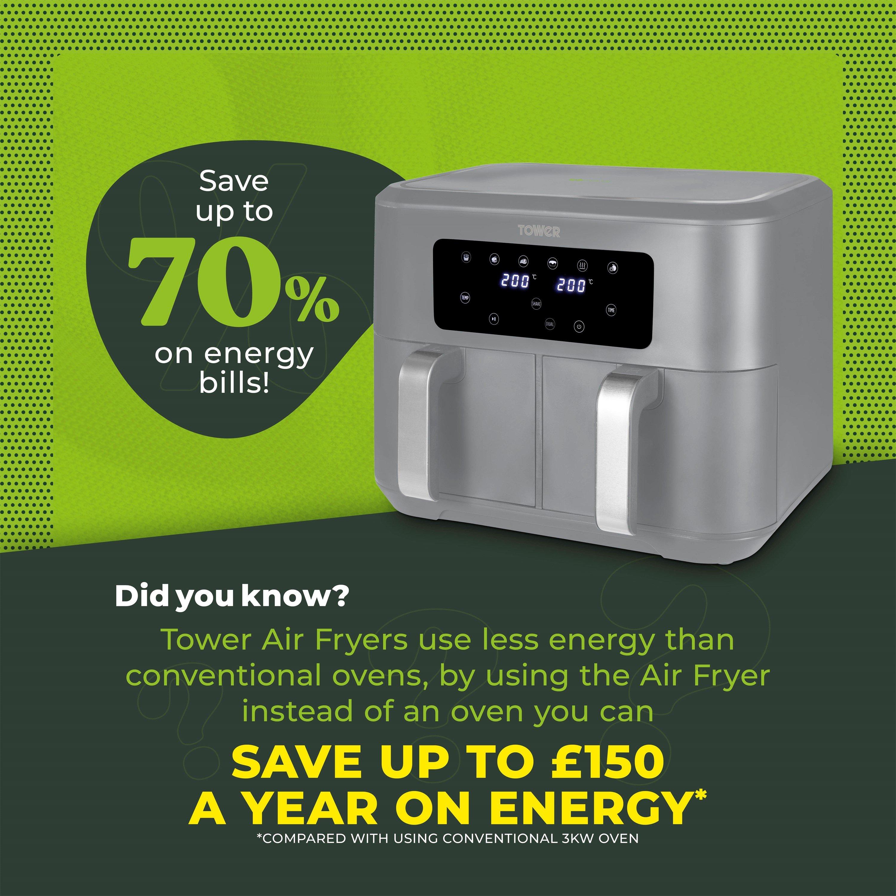 Grey - Tower - Vortx 8.5L Dual Basket Air Fryer Digital Grey with - 7