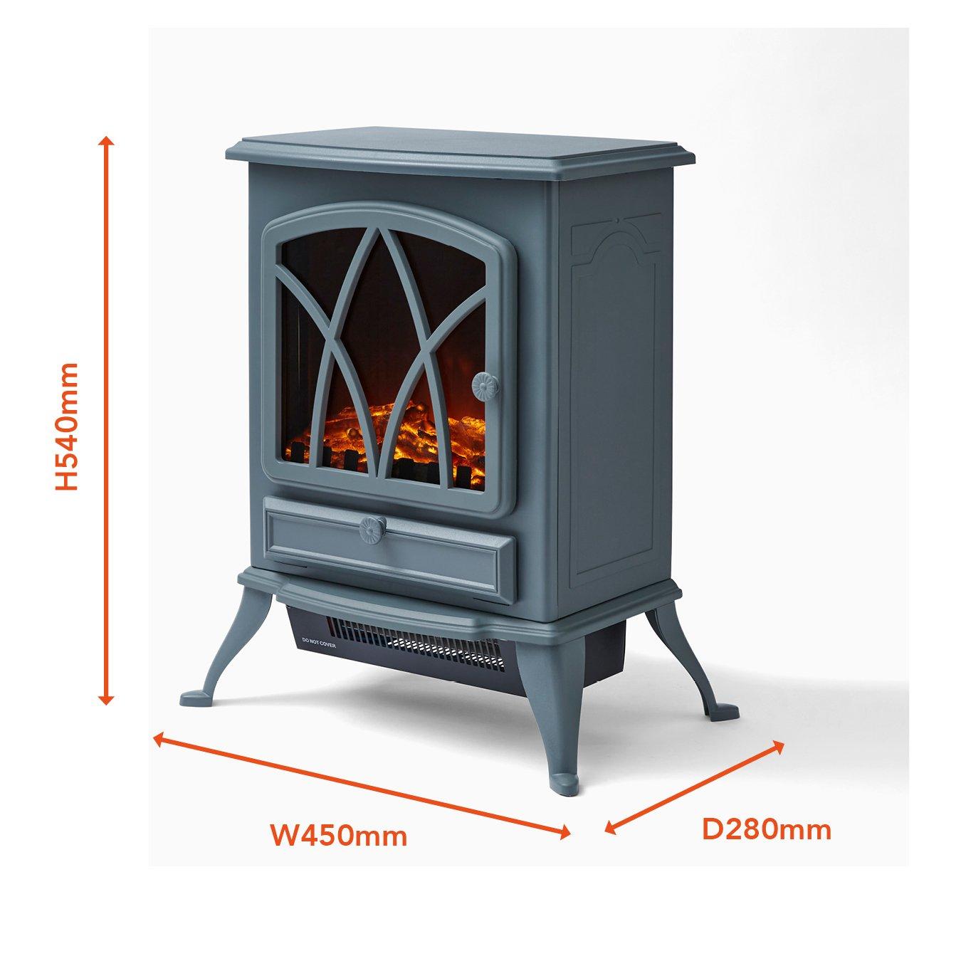 Grey - Warmlite - 2KW Stirling Electric Fire Stove Grey - 8