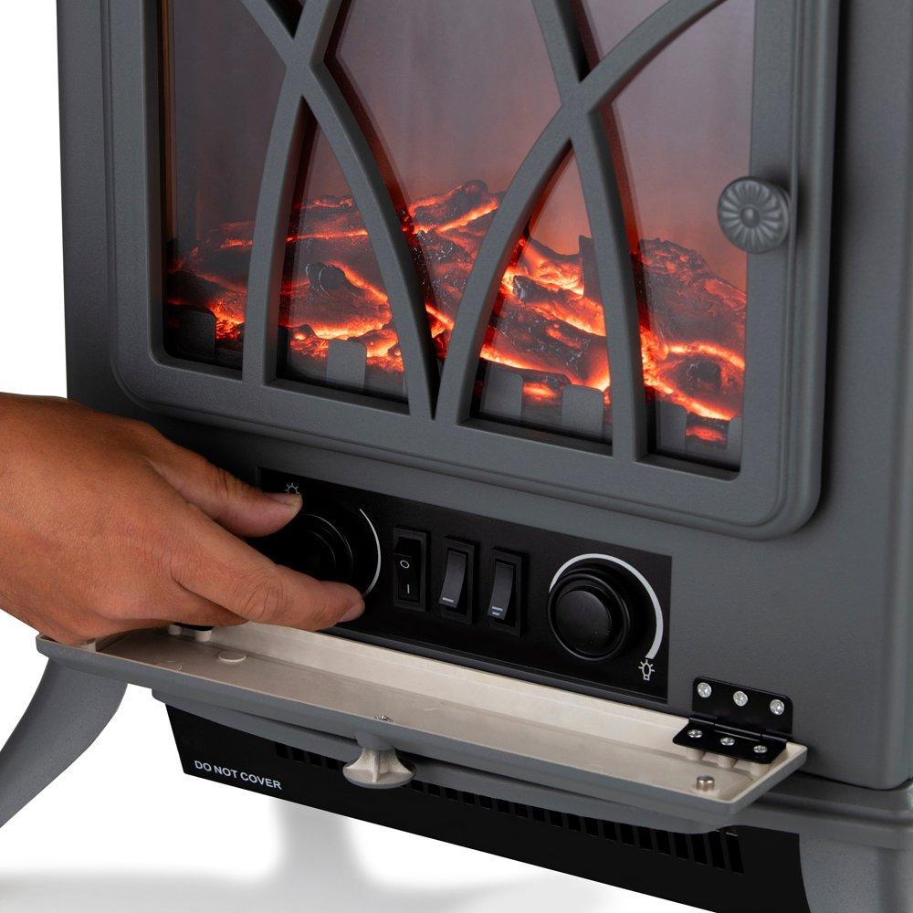 Grey - Warmlite - 2KW Stirling Electric Fire Stove Grey - 10