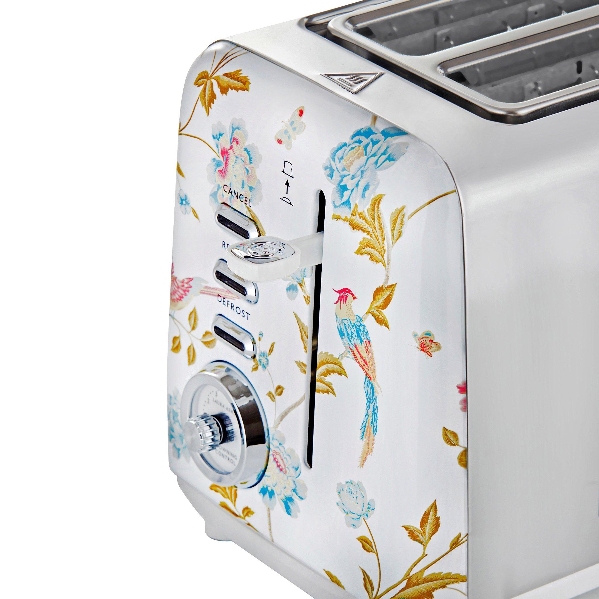 White - View Quest - Laura Ashley 2 Slice Toaster Elveden White Silver - 4