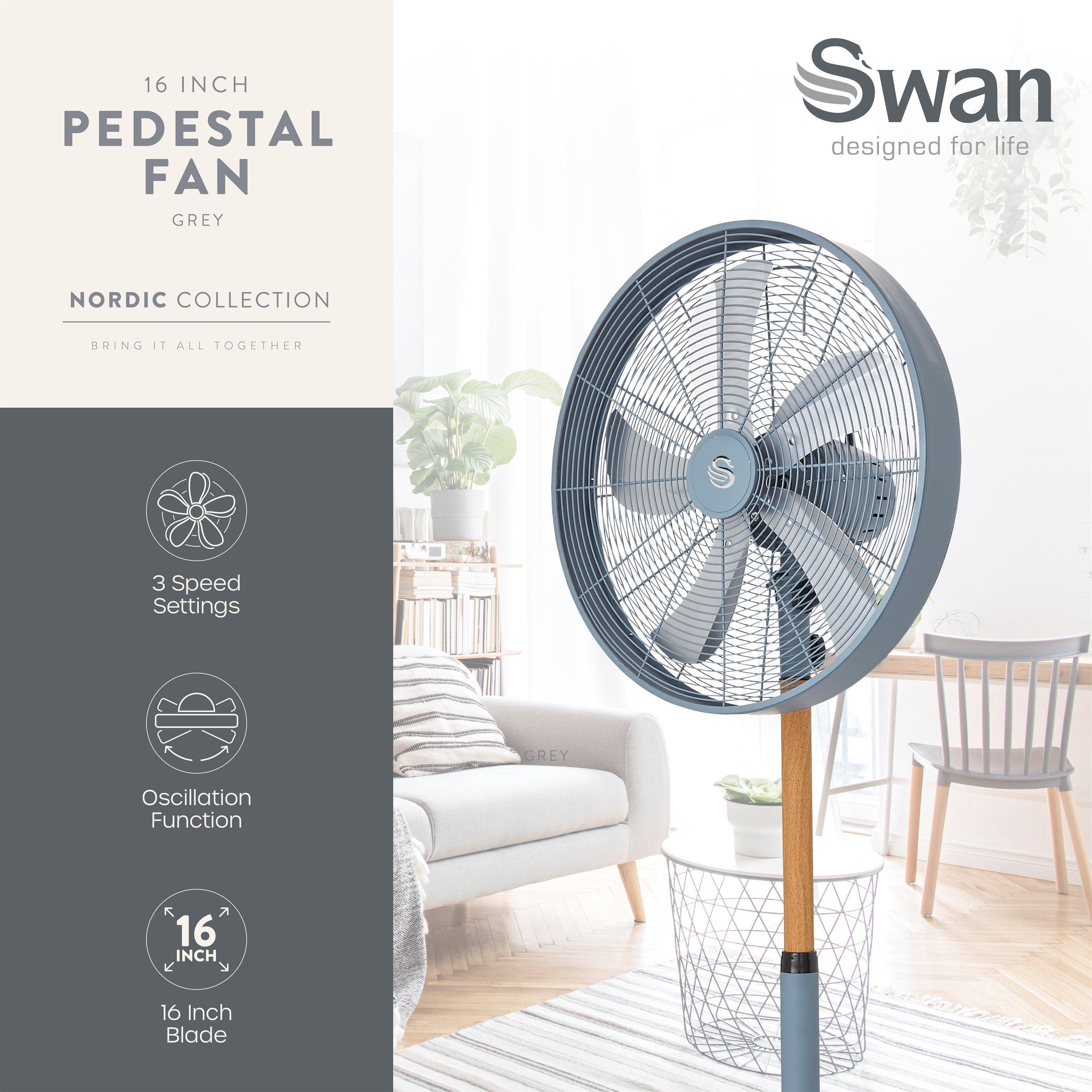 Grey - Swan - Swan Nordic 16 Inch Stand Fan - 2