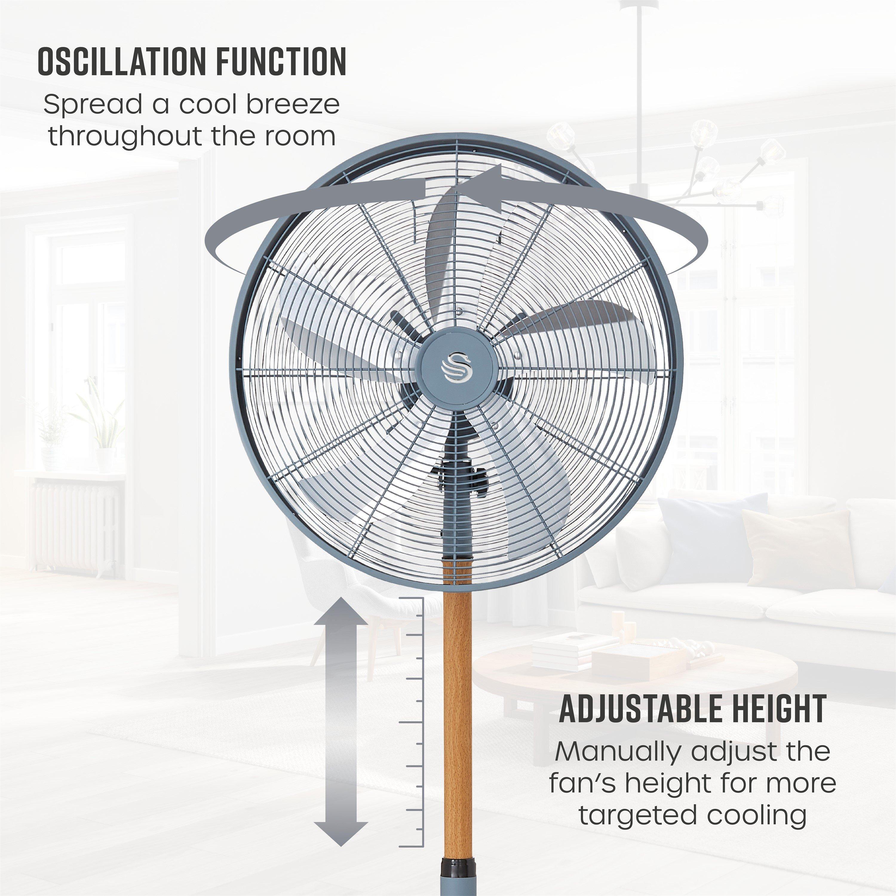 Grey - Swan - Swan Nordic 16 Inch Stand Fan - 4