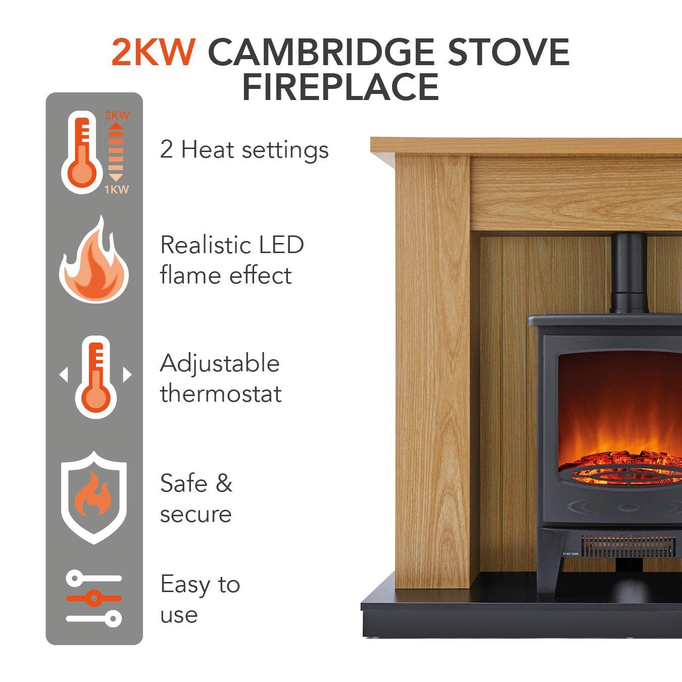 Oak - Warmlite - Cambridge 1.85KW Stove - 2