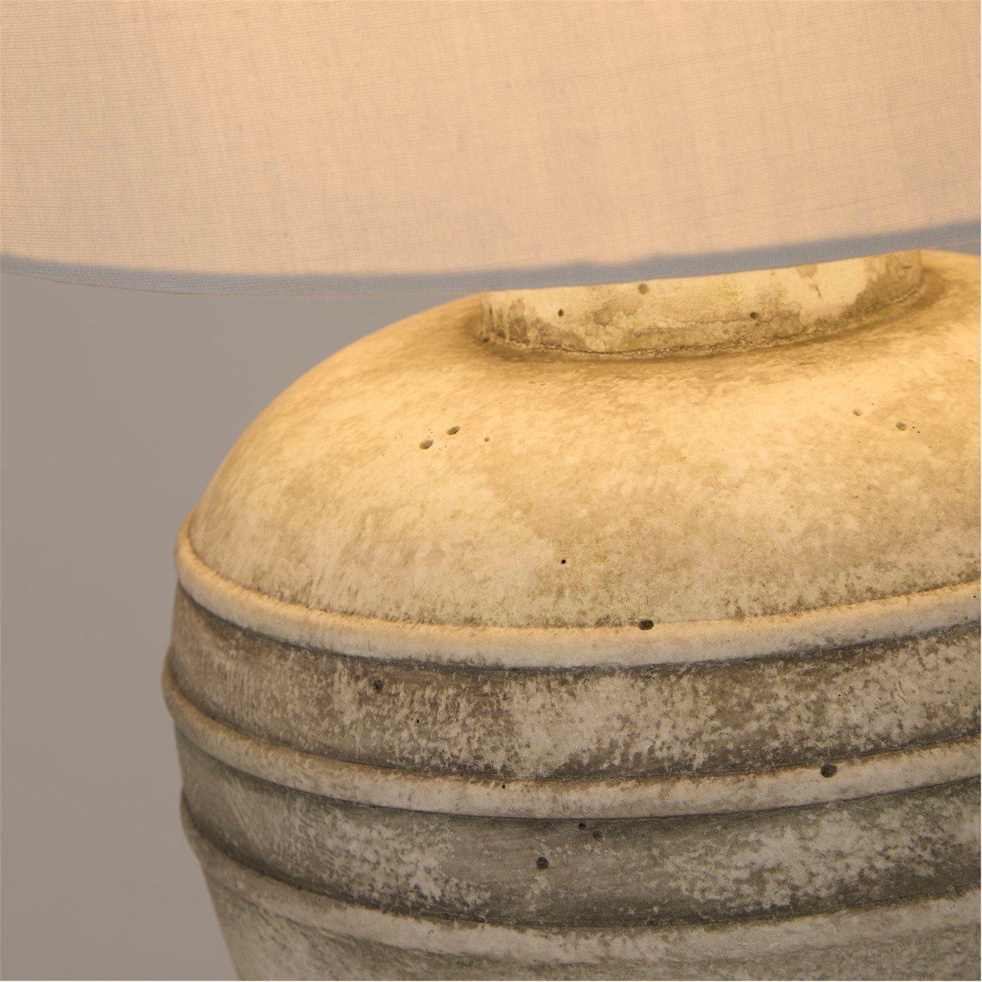 Grey - Lighting Collection - Stone Effect Ceramic Table Lamp wth Grey Shade - 3