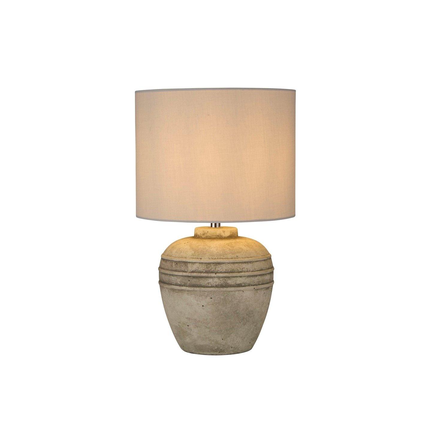Grey - Lighting Collection - Stone Effect Ceramic Table Lamp wth Grey Shade - 4