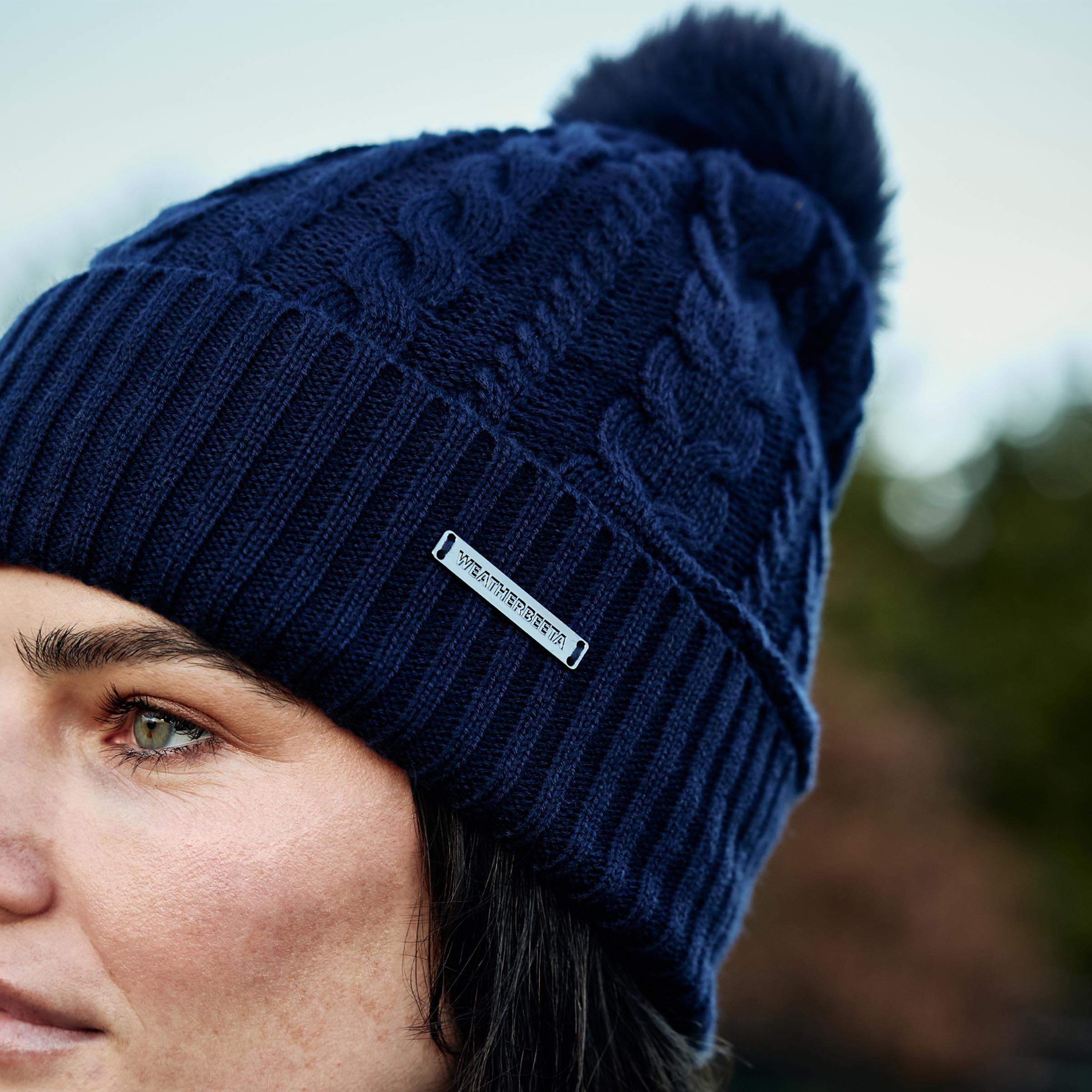 Navy - Weatherbeeta - Weatherbeeta Cable Knit Pom Pom Beanie - 2