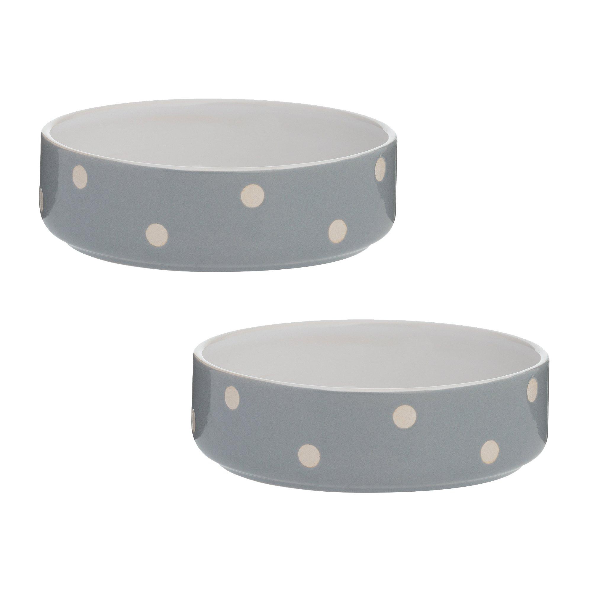 Grey - Mason Cash - Polka Dot Pet Bowls 13cm
