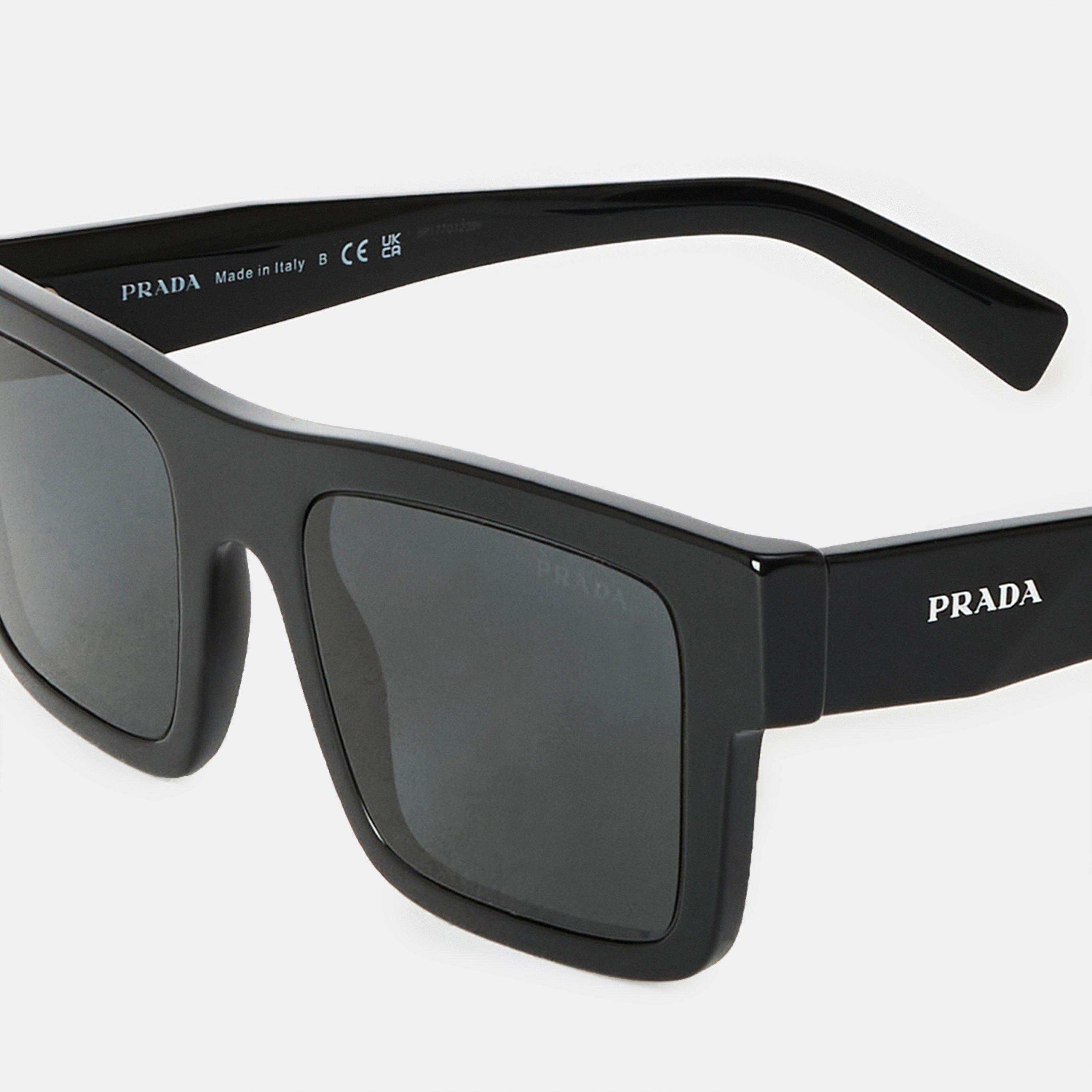 Prada PR A09S / Symbole Black Rectangle Sunglasses 53mm Made in Italy Prada Symbole 49MM Rectangle Sunglasses | Saks Fifth Avenue main image 3