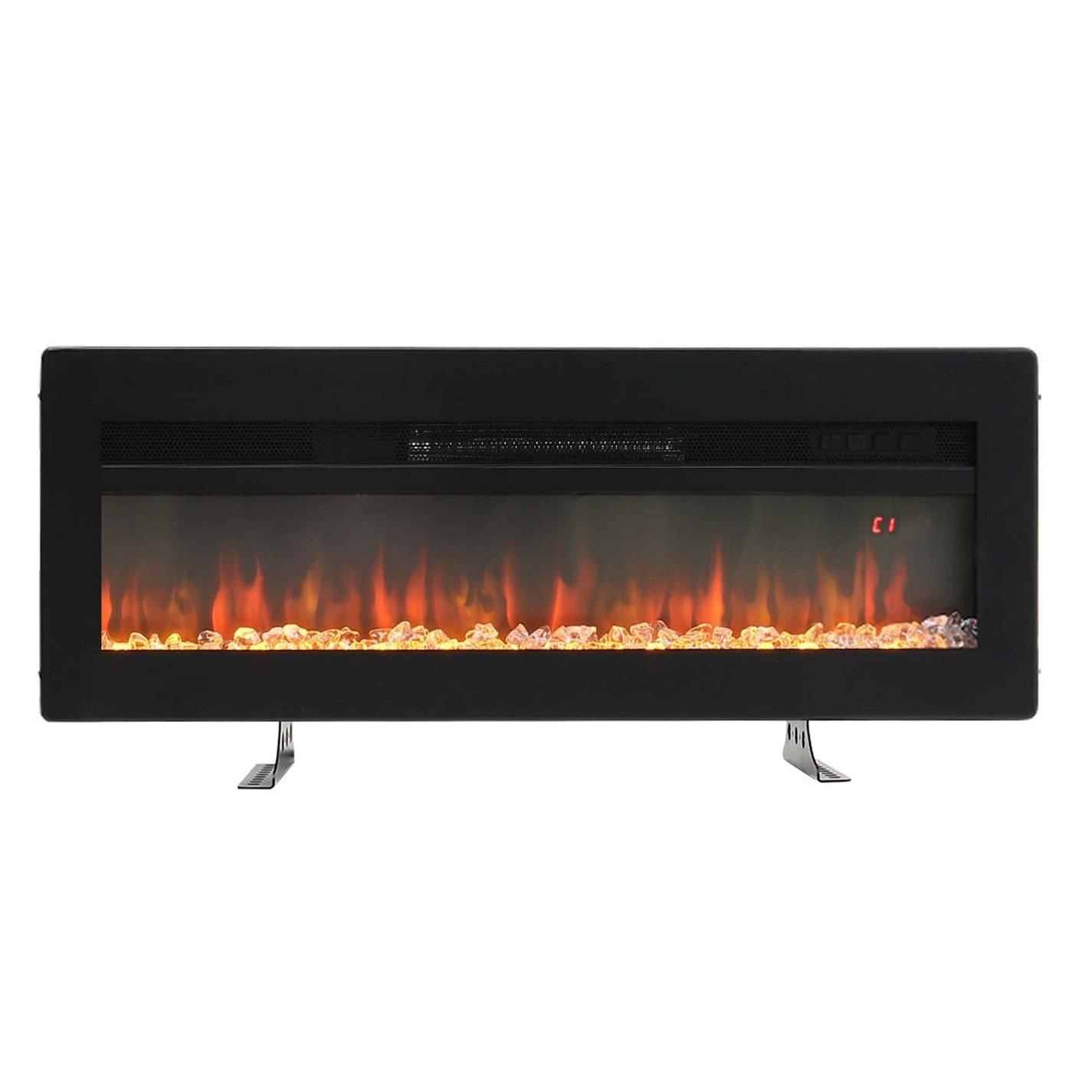 Black - Kabinet UK - 50/60 Inch Recessed Electric Fireplace 1800W - 4