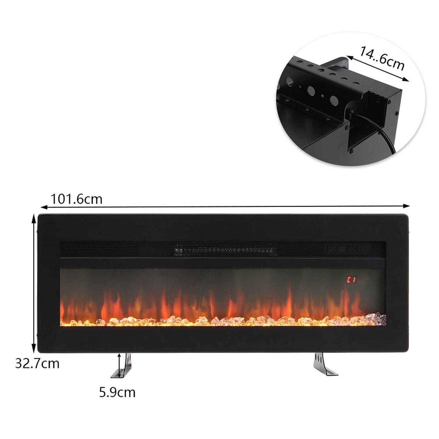 Black - Kabinet UK - 50/60 Inch Recessed Electric Fireplace 1800W - 5