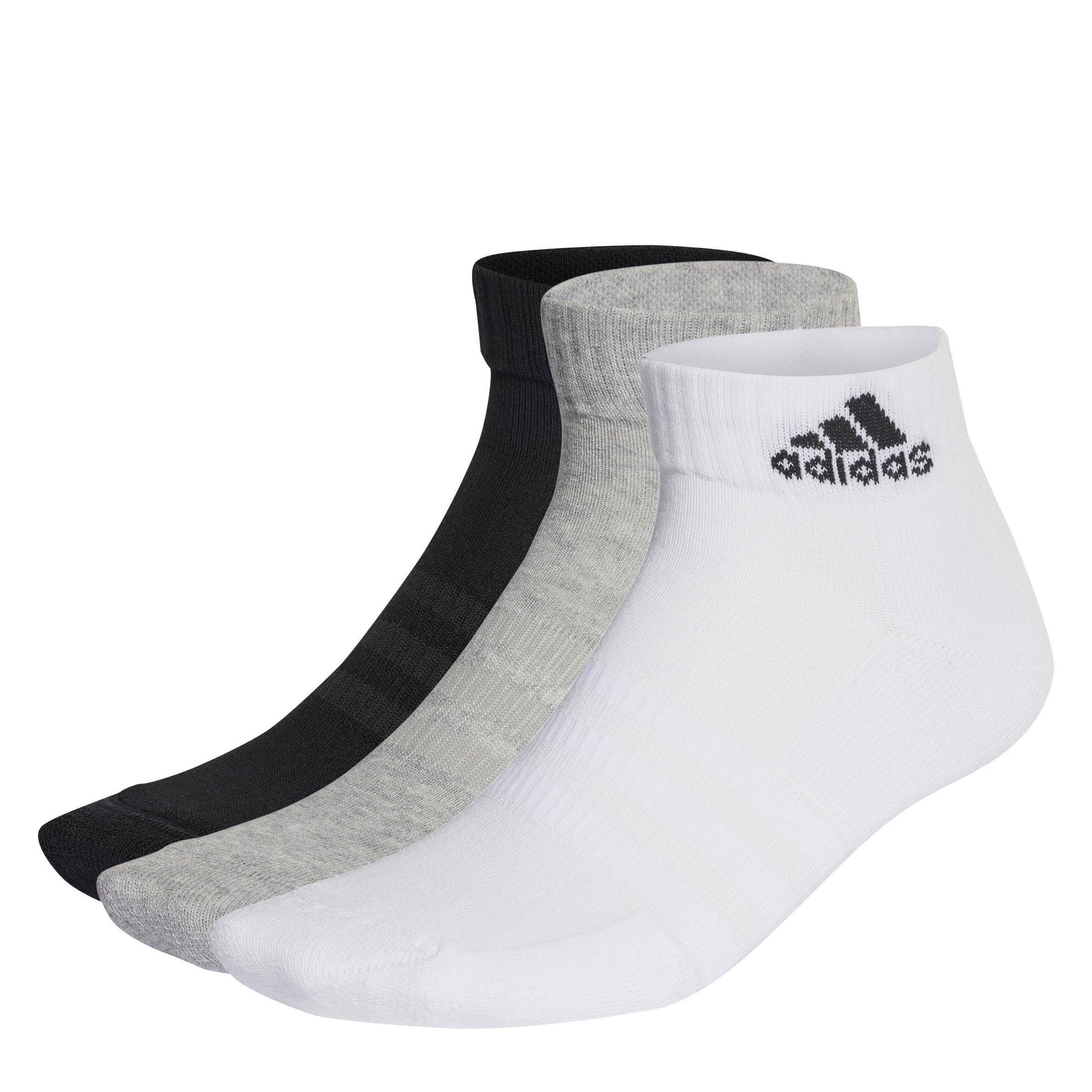 Adidas  Kids Cushioned Sportswear Ankle Socks 3 Pair Juniors - Meggreyhtr - 4.5 - 5.5