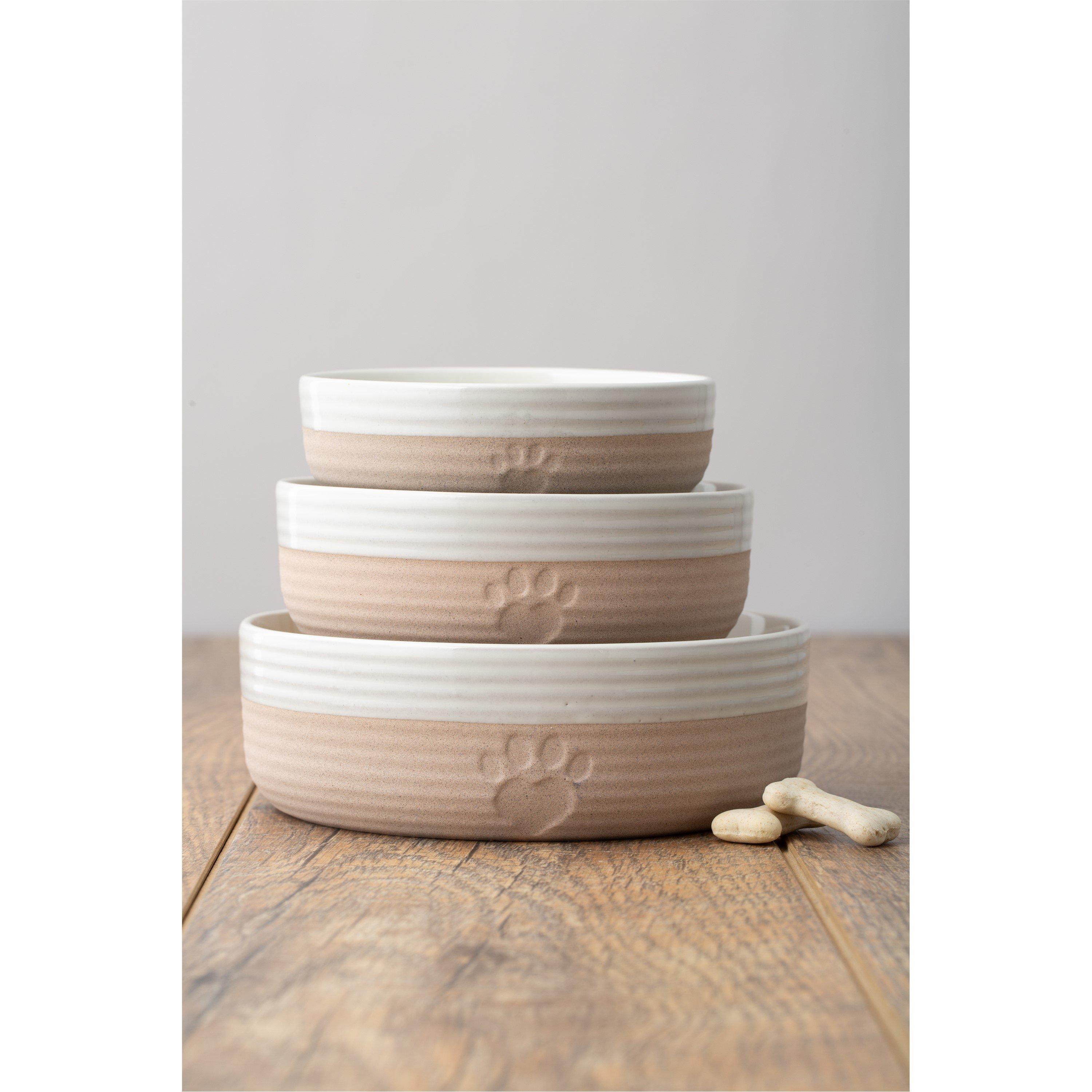 Cream - Mason Cash - Heart Paw Pet Bowl x2