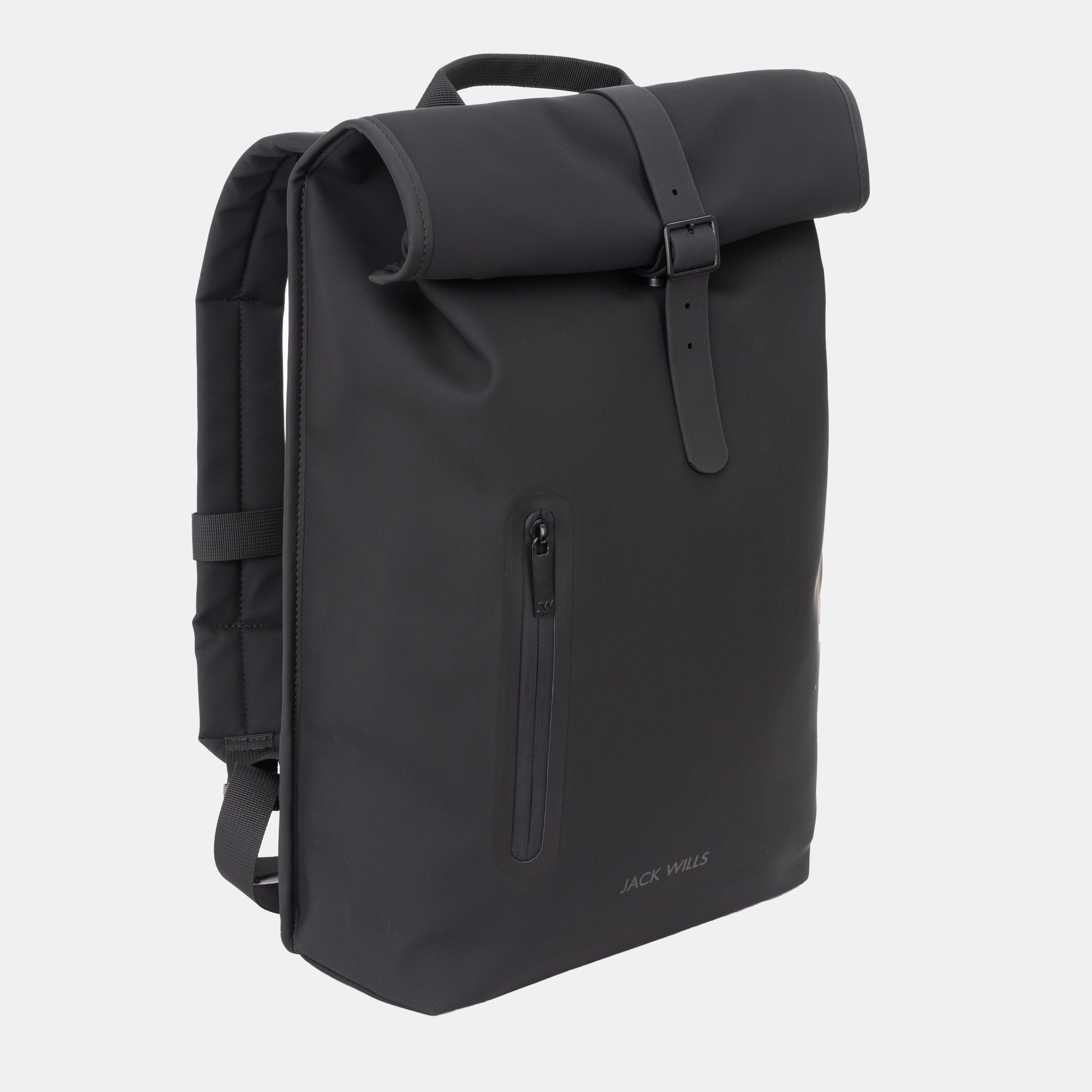 Black - Jack Wills - Roll Top Backpack - 3