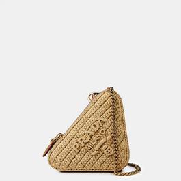Prada Crochet And Leather Mini Pouch