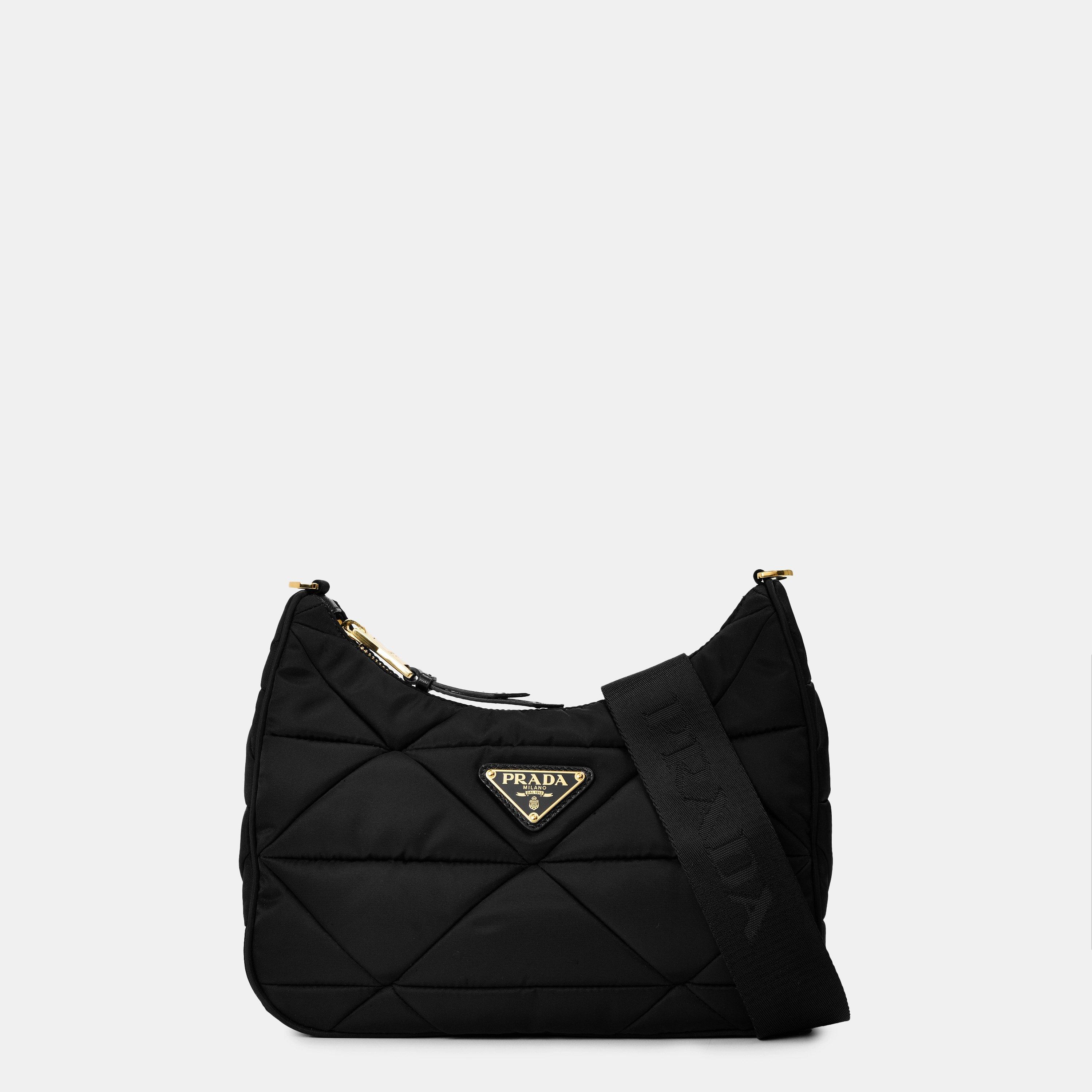 Black/Gold - Prada - Women'S Logo Padded Re-Nylon Shoulder Bag - 1