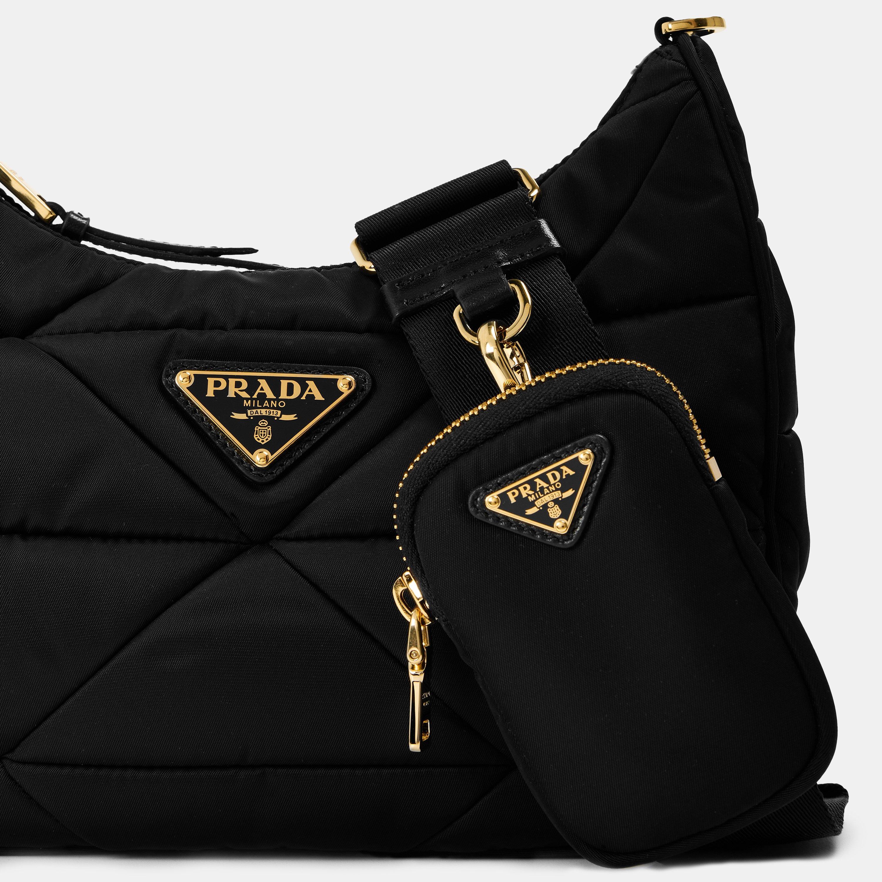 Black/Gold - Prada - Women'S Logo Padded Re-Nylon Shoulder Bag - 4
