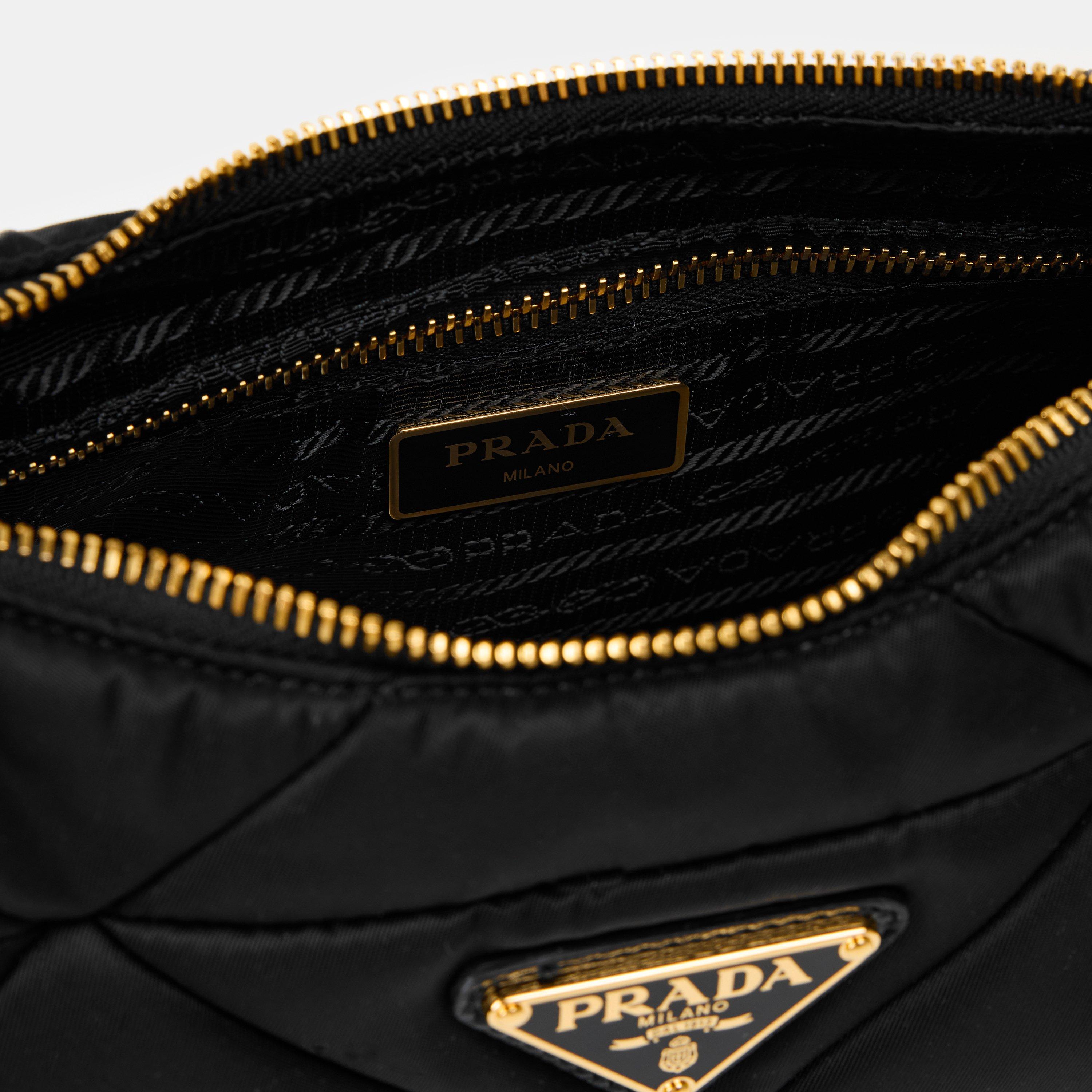 Black/Gold - Prada - Women'S Logo Padded Re-Nylon Shoulder Bag - 5