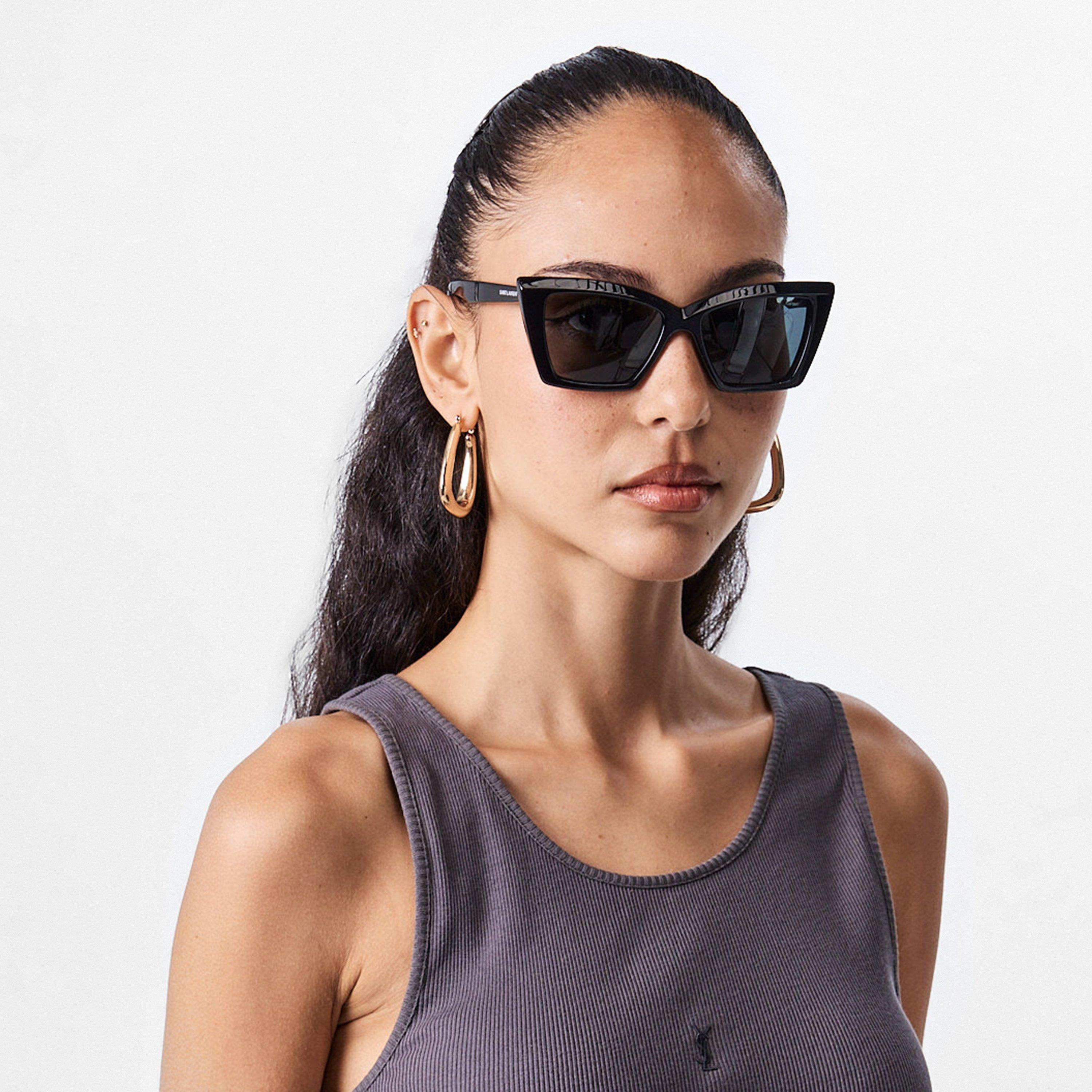 Black/Black - Saint Laurent - Women's Cat Eye Sunglasses - 3