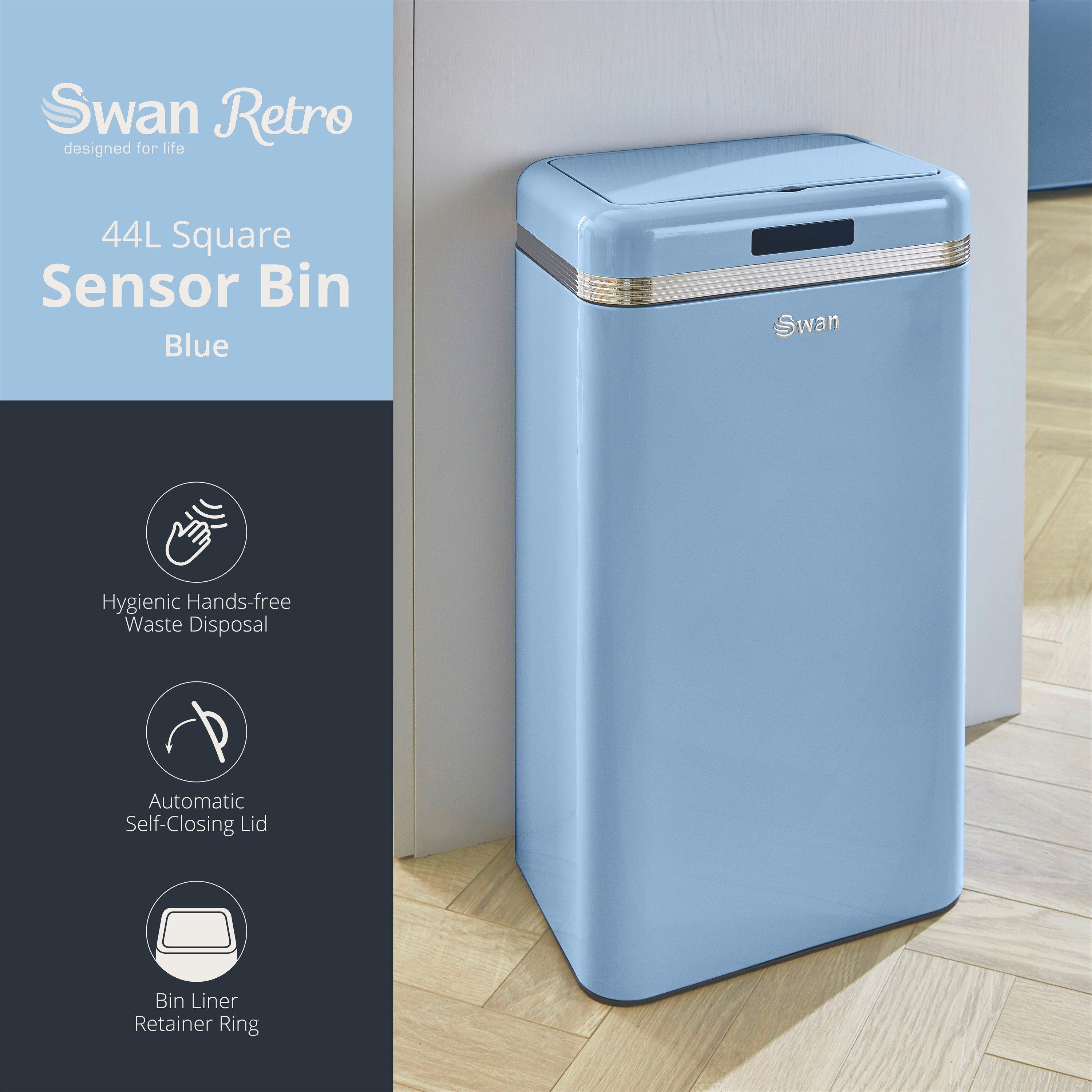 Blue - Swan - Swan Retro 45L Square Sensor Bin - 3