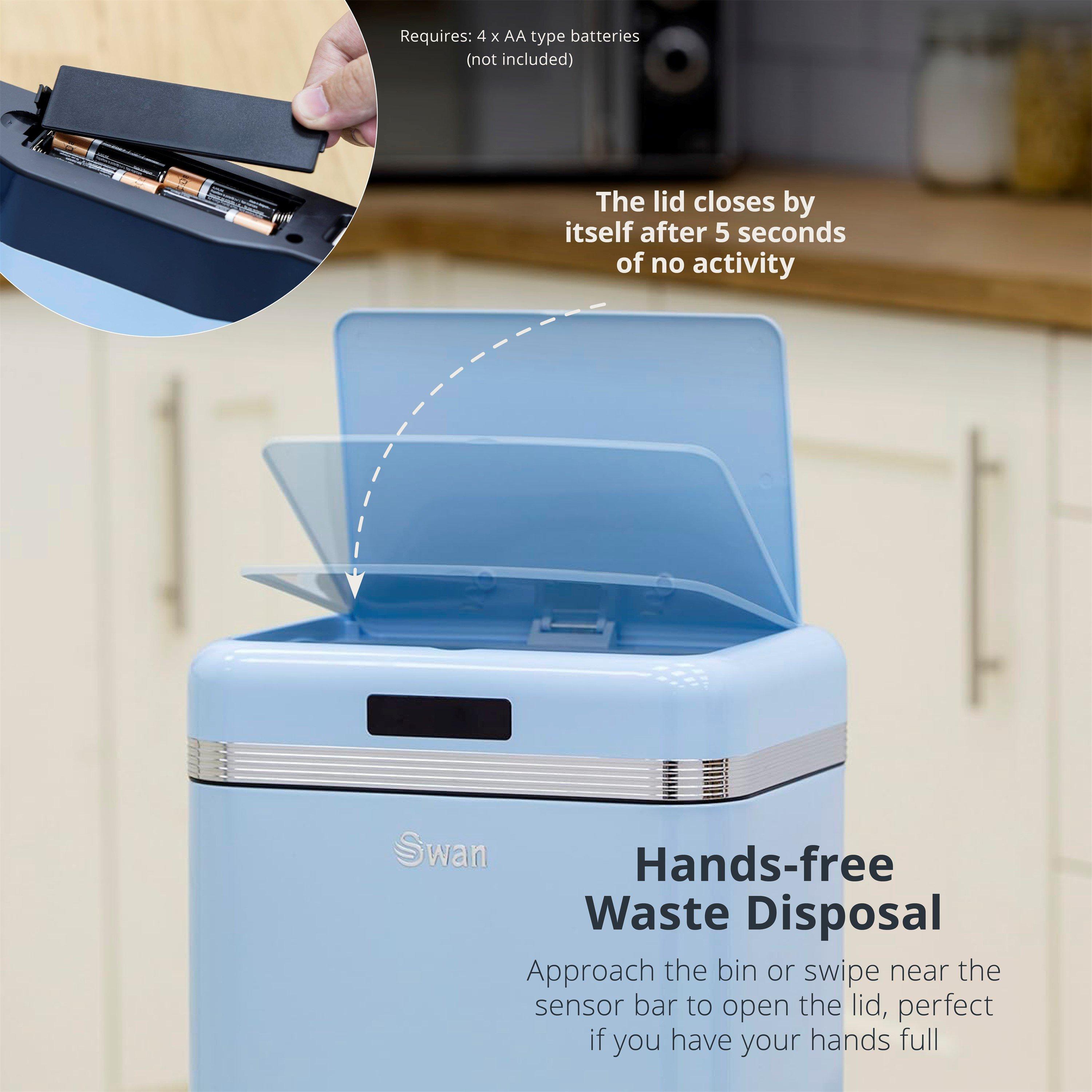 Blue - Swan - Swan Retro 45L Square Sensor Bin - 4