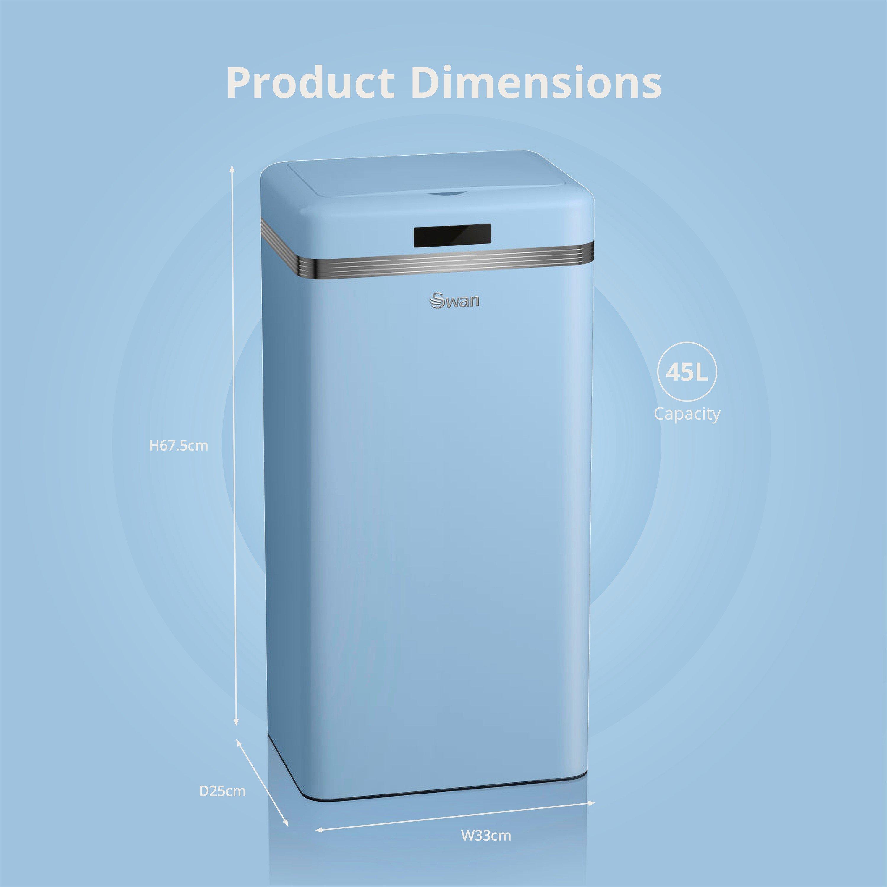 Blue - Swan - Swan Retro 45L Square Sensor Bin - 7