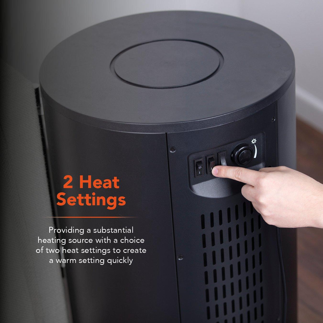 Black - Warmlite - 2KW Elmswell Round Contemporary Flame Effect Stove - 3