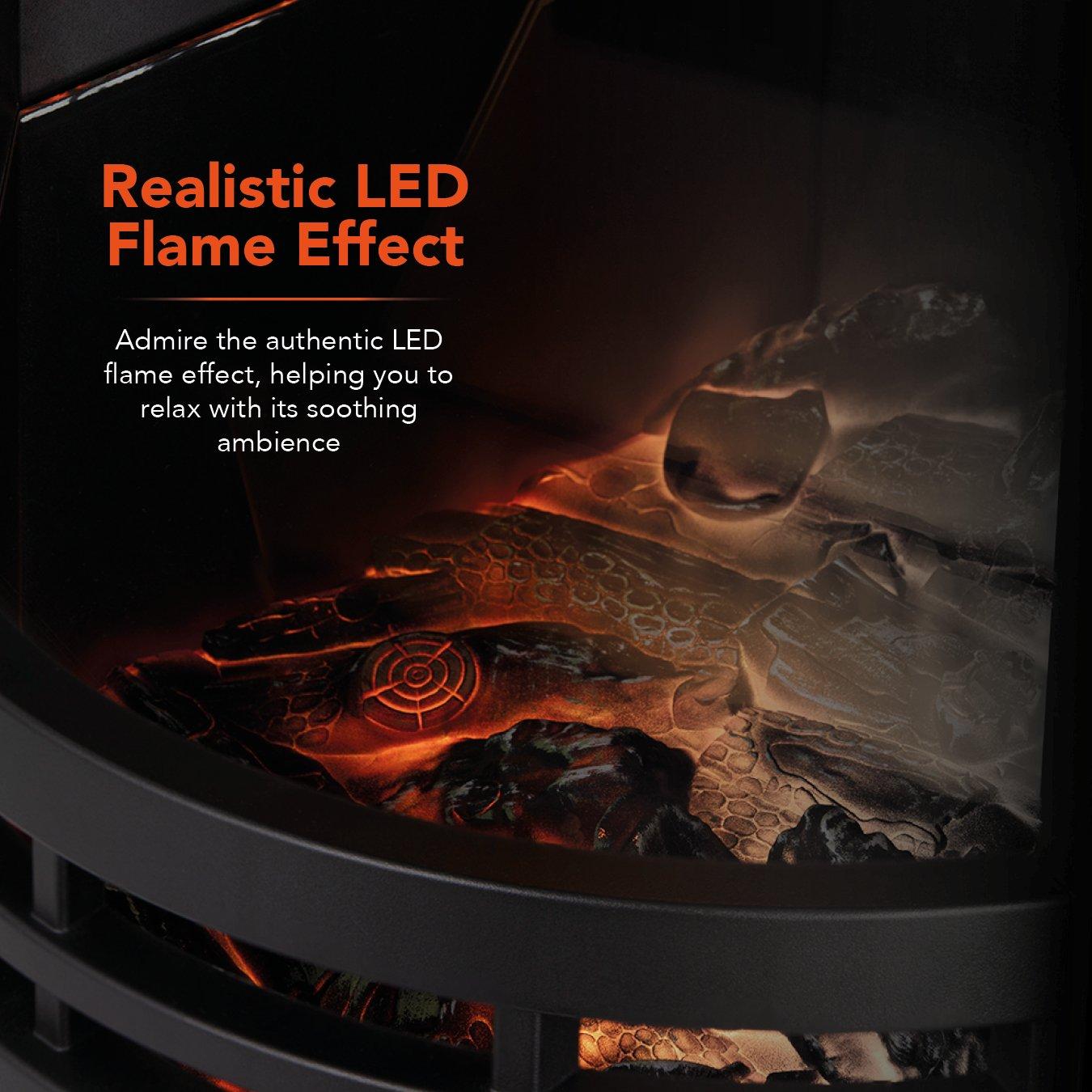 Black - Warmlite - 2KW Elmswell Round Contemporary Flame Effect Stove - 4