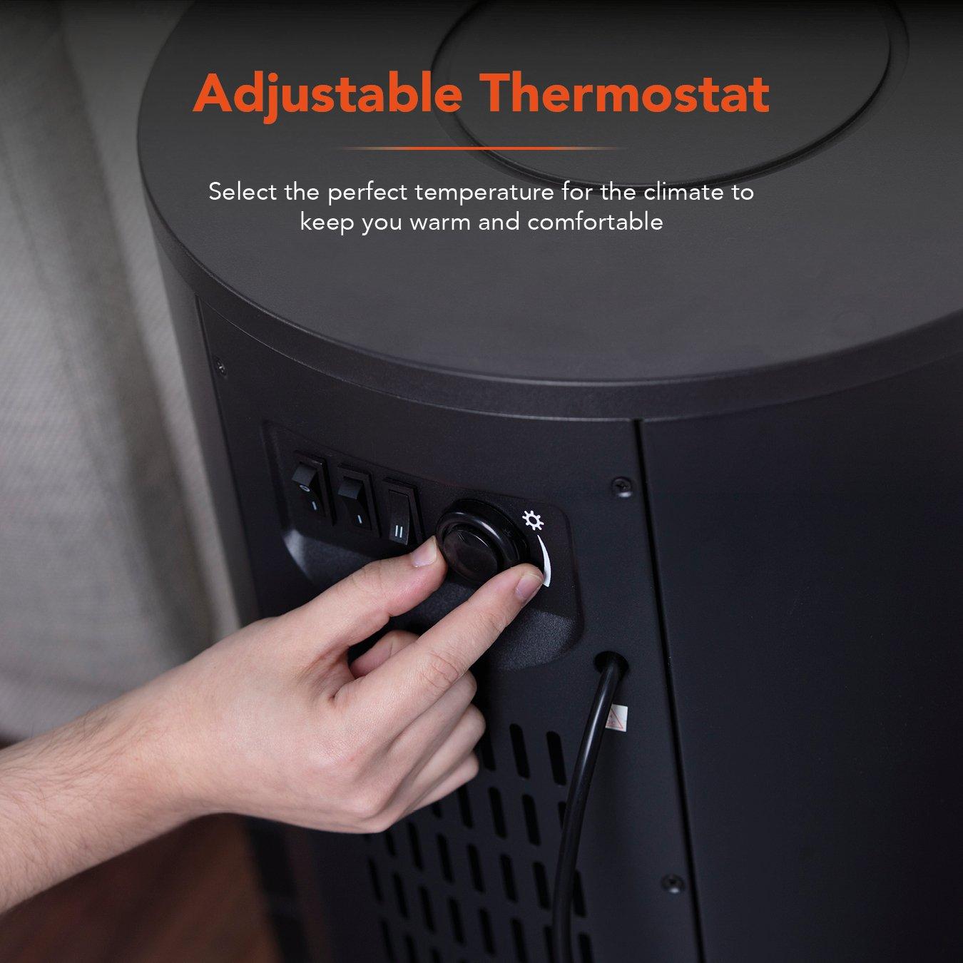 Black - Warmlite - 2KW Elmswell Round Contemporary Flame Effect Stove - 5