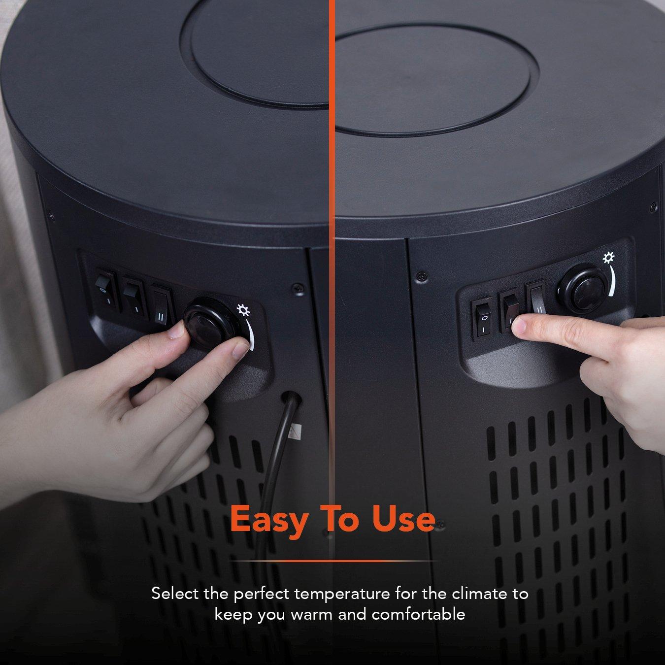 Black - Warmlite - 2KW Elmswell Round Contemporary Flame Effect Stove - 6