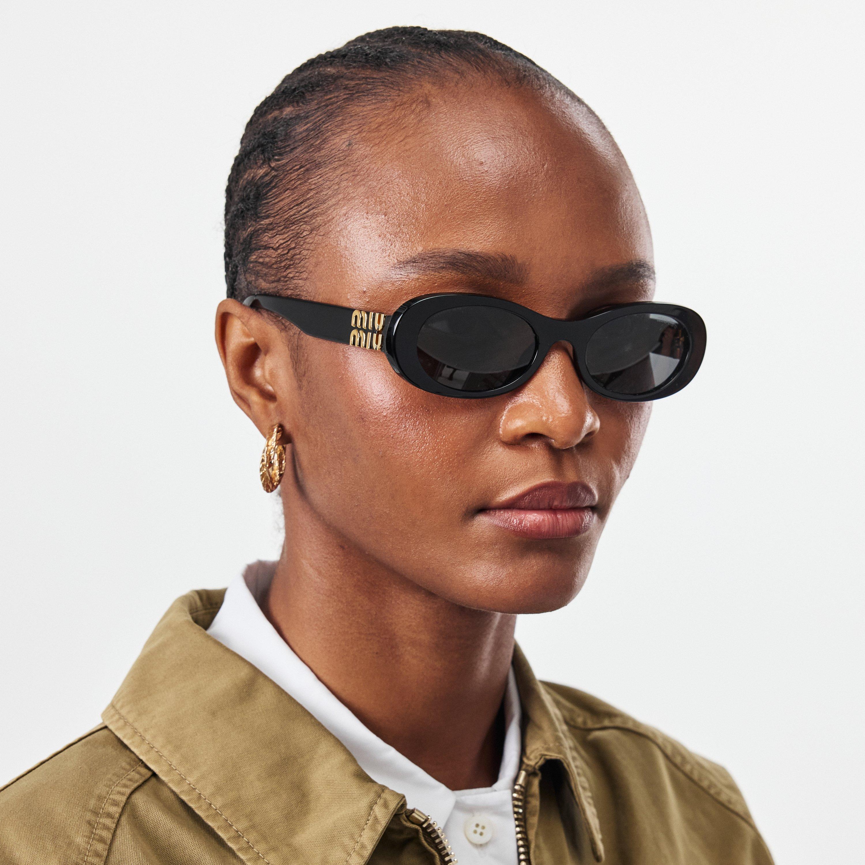 Black - Miu Miu - Oval Sunglasses - 3